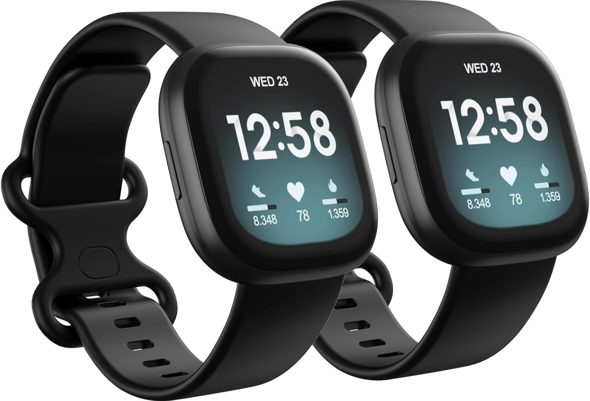 2 Pack Waterproof Bands Compatible with Fitbit Versa 3 / Fitbit Versa 4 / Fitbit Sense/Sense 2 Bands, Classic Soft Sports Replacement Wristbands for Women Men (Large 7.1”-8.7”, black/black) 2 Pack Waterproof Bands Compatible with Fitbit Versa 3 / Fitbit Versa 4 / Fitbit Sense/Sense 2 Bands, Classic Soft Sports Replacement Wristbands for Women Men (Large 7.1”-8.7”, black/black)
