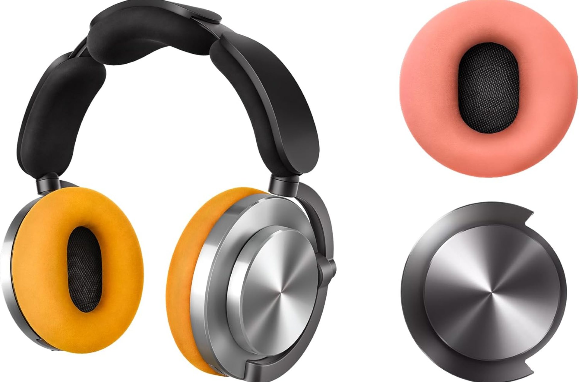 Bundle – Dyson OnTrac™ Over Ear Wireless Headphones in CNC Aluminum with Oyster Pink Ear Cushions + Black Nickel Ear Caps – Noise Cancelling, Up to 55 Hours Battery Life(2), Customizable Bundle – Dyson OnTrac™ Over Ear Wireless Headphones in CNC Aluminum with Oyster Pink Ear Cushions + Black Nickel Ear Caps – Noise Cancelling, Up to 55 Hours Battery Life(2), Customizable