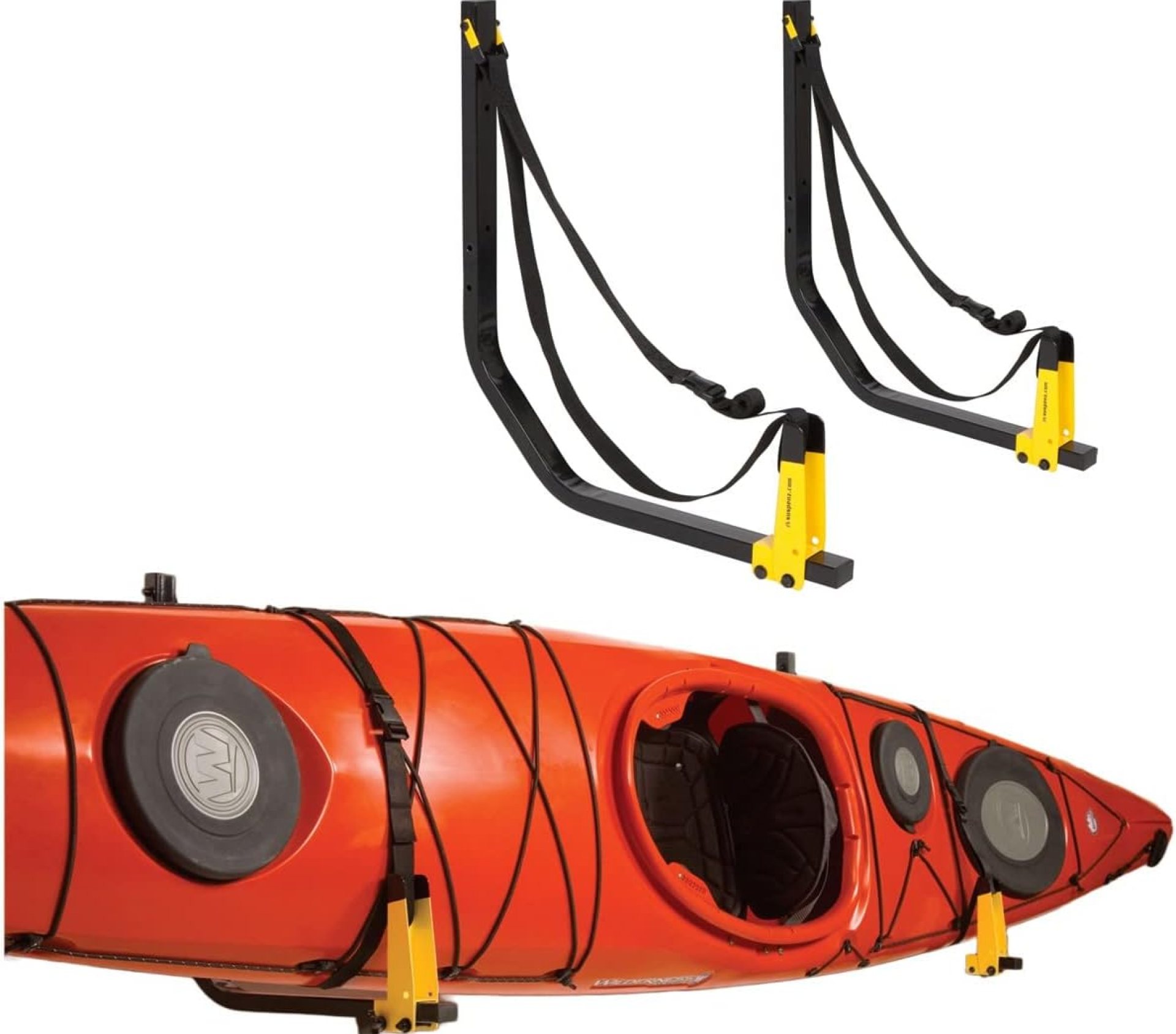 Suspenz Deluxe Kayak Canoe SUP Storage Rack, Adjustable Wall Hangers/Hooks, Indoor & Outdoor Use, Safety Straps, Stores Boats Up to 125 lbs (11-0111) Suspenz Deluxe Kayak Canoe SUP Storage Rack, Adjustable Wall Hangers/Hooks, Indoor & Outdoor Use, Safety Straps, Stores Boats Up to 125 lbs (11-0111)