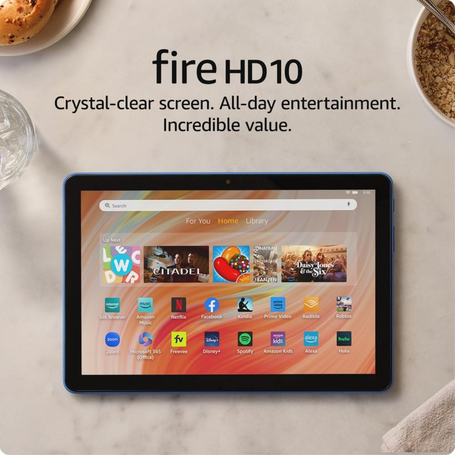 Amazon Fire HD 10 tablet (newest model) built for relaxation, 10.1″ vibrant Full HD screen, octa-core processor, 3 GB RAM, 32 GB, Ocean, without lockscreen ads Amazon Fire HD 10 tablet (newest model) built for relaxation, 10.1″ vibrant Full HD screen, octa-core processor, 3 GB RAM, 32 GB, Ocean, without lockscreen ads