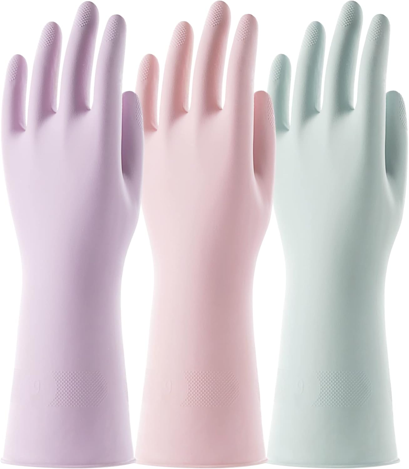 COOLJOB 3 Pairs Colorful Household Gloves with Cotton Liner & Non-slip Grip, Water Resistant Reusable Dish Washing Rubber Gloves for Kitchen & Bathroom Cleaning, Medium COOLJOB 3 Pairs Colorful Household Gloves with Cotton Liner & Non-slip Grip, Water Resistant Reusable Dish Washing Rubber Gloves for Kitchen & Bathroom Cleaning, Medium