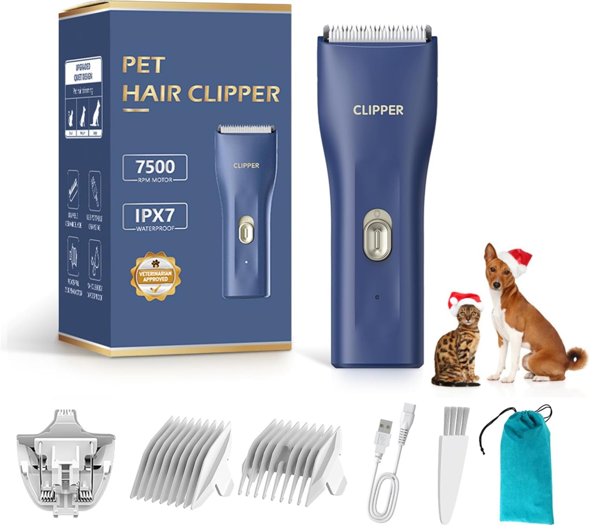 2 in 1 Prowerful Home Professional Dog Grooming Kit Clipper Low Noise USB Rechargeable Gifts for Dog Cat Blue,MTS006 2 in 1 Prowerful Home Professional Dog Grooming Kit Clipper Low Noise USB Rechargeable Gifts for Dog Cat Blue,MTS006