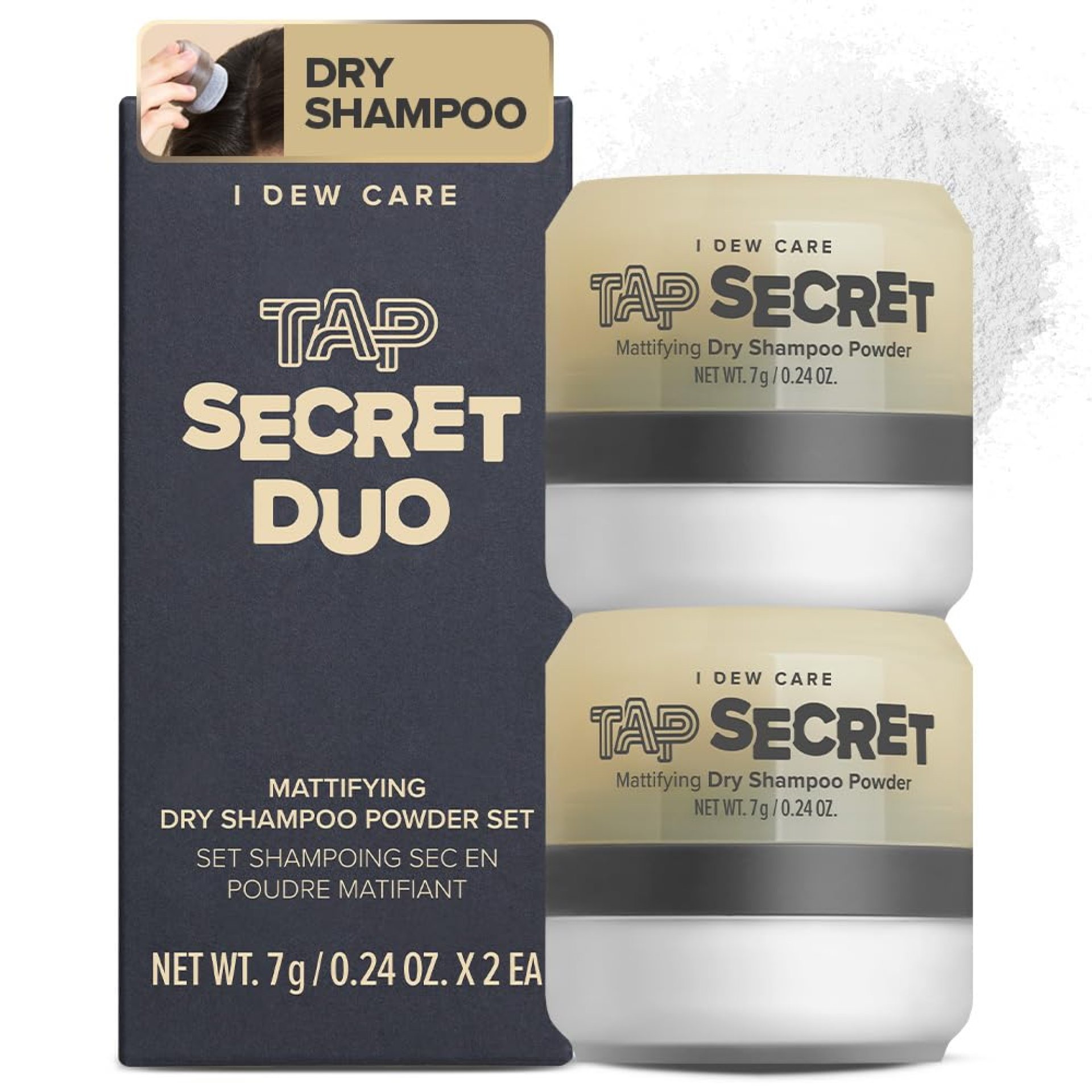 I Dew Care Dry Shampoo – Tap Secret Duo Gift set, With Black Ginseng, Non-aerosol, Benzene-free, Mattifying Root Boosting Powder, No White Cast, Formulated without Gluten, Travel Size, 2 Count, 0.48Oz I Dew Care Dry Shampoo – Tap Secret Duo Gift set, With Black Ginseng, Non-aerosol, Benzene-free, Mattifying Root Boosting Powder, No White Cast, Formulated without Gluten, Travel Size, 2 Count, 0.48Oz