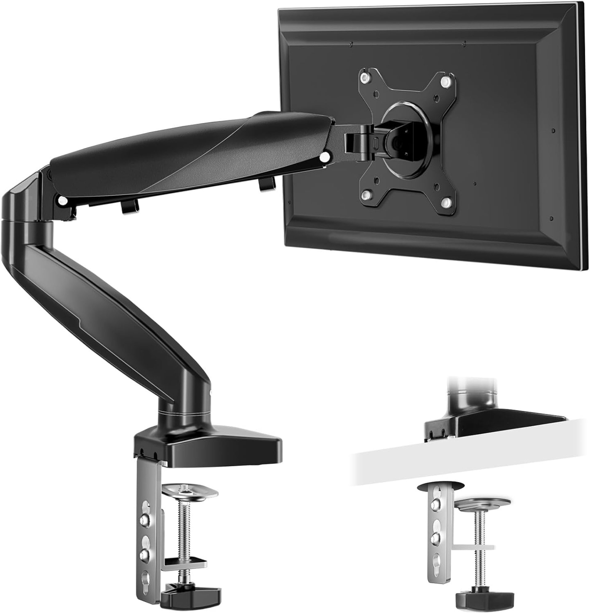 Simple Deluxe Single Monitor Arm, 13″ to 32″ Adjustable Desk Monitor Stand Mount, Black Simple Deluxe Single Monitor Arm, 13″ to 32″ Adjustable Desk Monitor Stand Mount, Black