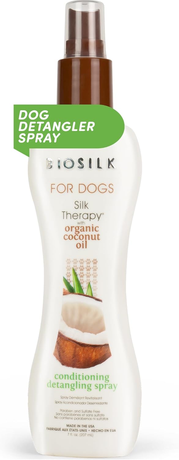 BioSilk Silk Therapy Conditioning Detangling Spray for Dogs with Natural Coconut Oil – Dog Matted Hair Detangler Conditioner for Dogs, Dematting Grooming Supplies, 7 Fl Oz BioSilk Silk Therapy Conditioning Detangling Spray for Dogs with Natural Coconut Oil – Dog Matted Hair Detangler Conditioner for Dogs, Dematting Grooming Supplies, 7 Fl Oz
