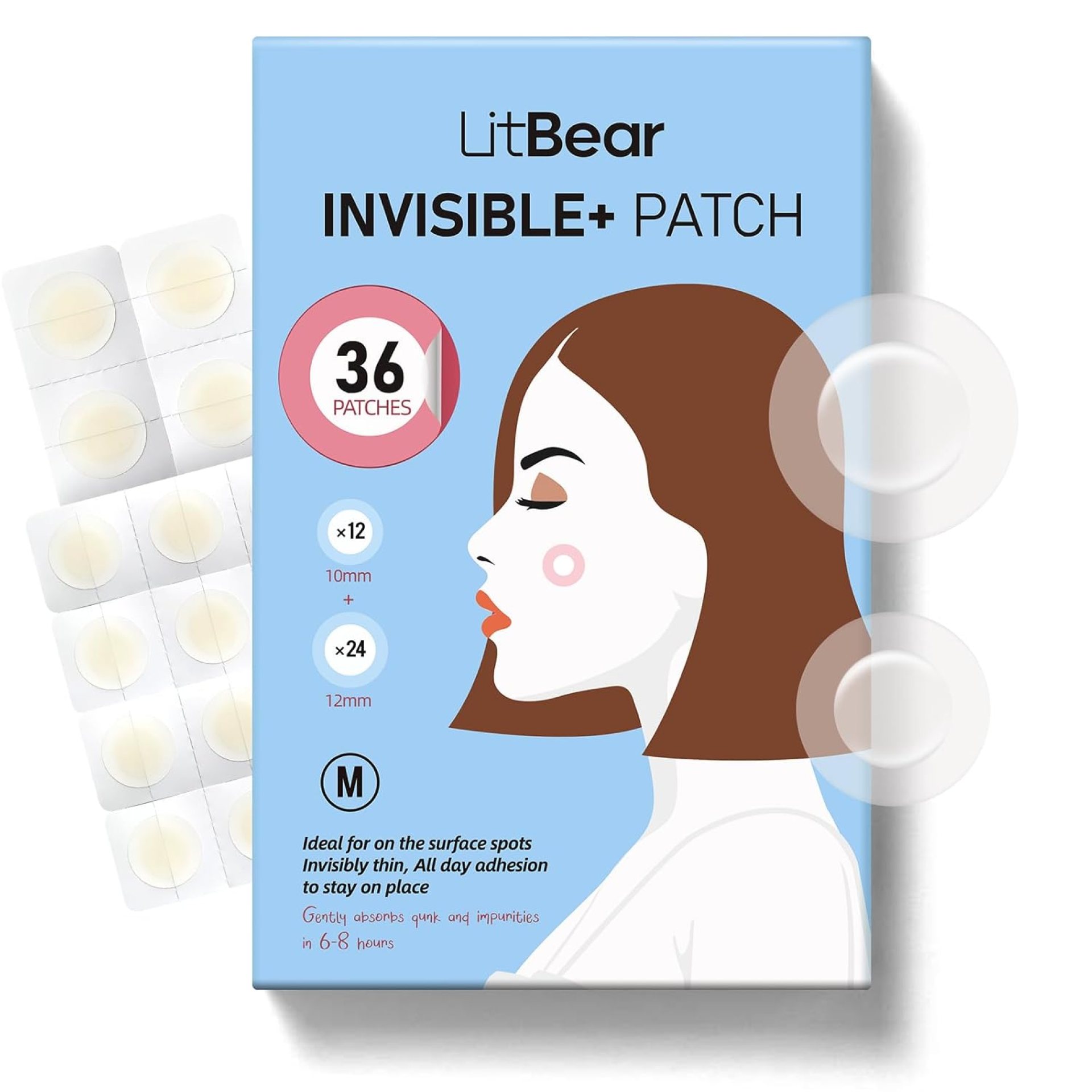 LitBear Pimple Patches, Upgraded Invisible Acne Cover Patch, Hydrocolloid Acne Patches for Face with Salicylic Acid, Zits Patches for Acne, Bleimish, Pimple Stickers Acne Dots LitBear Pimple Patches, Upgraded Invisible Acne Cover Patch, Hydrocolloid Acne Patches for Face with Salicylic Acid, Zits Patches for Acne, Bleimish, Pimple Stickers Acne Dots