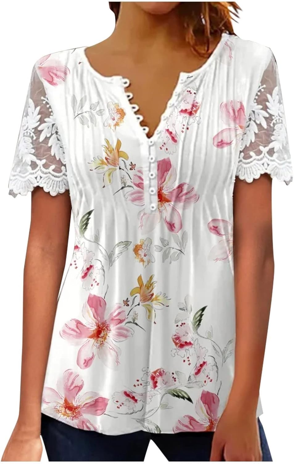 Summer Tops for Women 2025 Vintage Boho Print Tunic Shirt Short Sleeve Notch V Neck Relaxed Fit Casual Blouse Summer Tops for Women 2025 Vintage Boho Print Tunic Shirt Short Sleeve Notch V Neck Relaxed Fit Casual Blouse