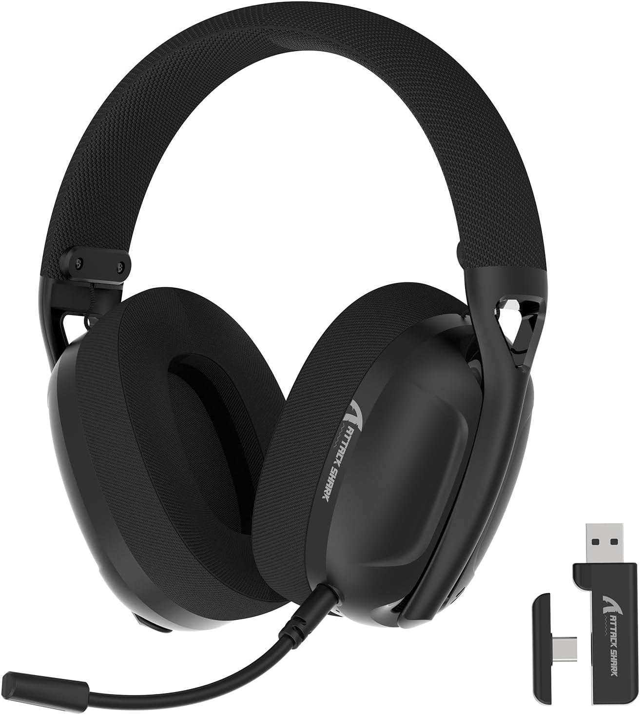 ATTACK SHARK L80 Wireless Gaming Headset, 2.4Ghz USB Gaming Headphones with Bluetooth 5.2, 50H Battery, Noise Canceling Mic, 3.5mm Wired, Wireless Headset for PC Nintendo Switch PS5 PS4 Mac(Black) ATTACK SHARK L80 Wireless Gaming Headset, 2.4Ghz USB Gaming Headphones with Bluetooth 5.2, 50H Battery, Noise Canceling Mic, 3.5mm Wired, Wireless Headset for PC Nintendo Switch PS5 PS4 Mac(Black)