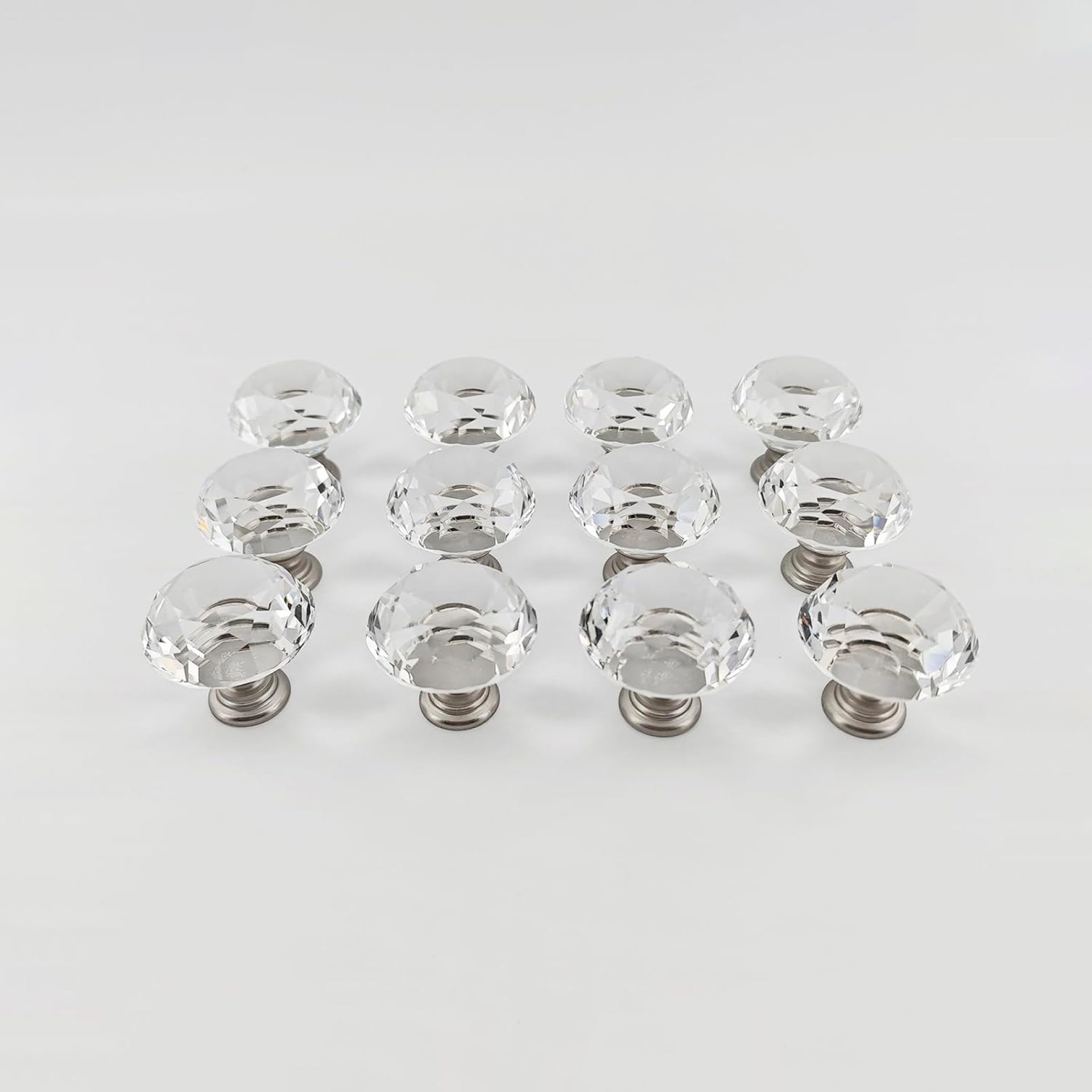 12Pcs 1.2″ Small Diamond Glass Cabinet Knobs Brushed Nickel Kitchen Drawer Handles, Vanity Pulls for Dresser, Decorative of Bathroom Furniture Hardware (12 Clear Crystal Nickel Knobs) 12Pcs 1.2″ Small Diamond Glass Cabinet Knobs Brushed Nickel Kitchen Drawer Handles, Vanity Pulls for Dresser, Decorative of Bathroom Furniture Hardware (12 Clear Crystal Nickel Knobs)