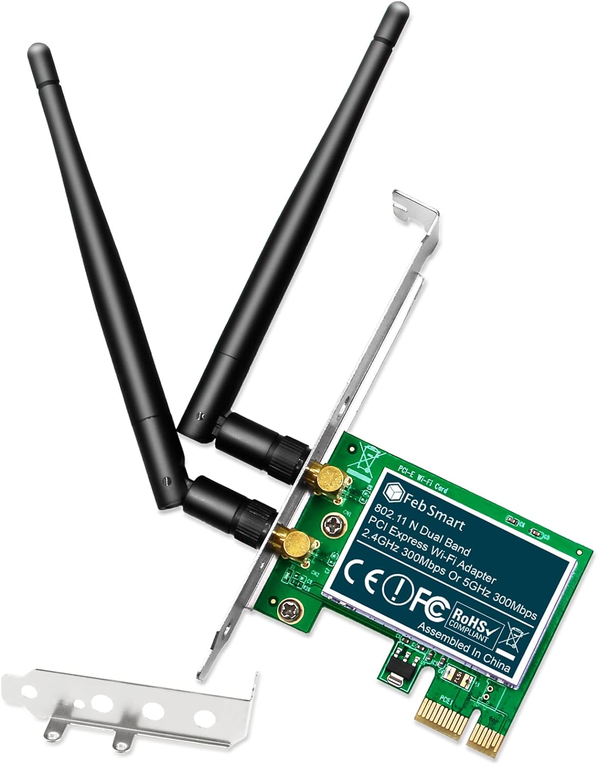 Wireless N Dual Band 600Mbps (2.4GHz 300Mbps or 5GHz 300Mbps) PCIE WiFi Adapter for Windows 11, 10, 8.x, 7, XP (32/64bit) and Windows Server Desktop PCs, 2X2 MIMO PCIE WiFi Card (FS-N600) Wireless N Dual Band 600Mbps (2.4GHz 300Mbps or 5GHz 300Mbps) PCIE WiFi Adapter for Windows 11, 10, 8.x, 7, XP (32/64bit) and Windows Server Desktop PCs, 2X2 MIMO PCIE WiFi Card (FS-N600)