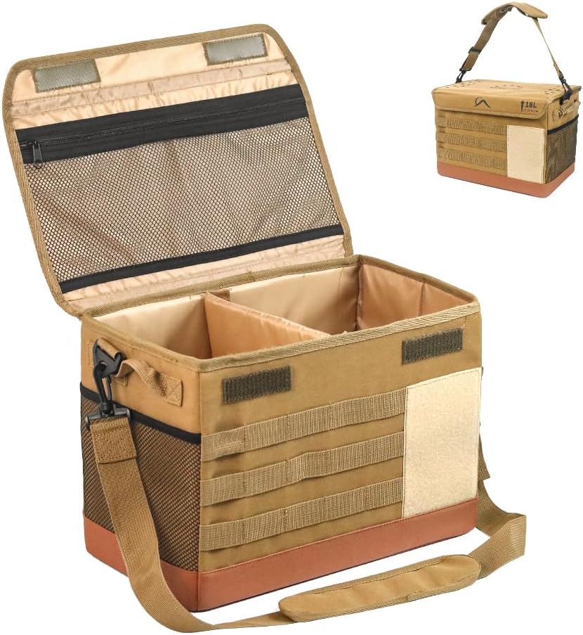18L Camping Storage Bag, Multifunctional Waterproof Picnic Basket, Tent Stakes Organizer,with Adjustable Shoulder Strap for Hiking Cookware, Travel, Car 18L Camping Storage Bag, Multifunctional Waterproof Picnic Basket, Tent Stakes Organizer,with Adjustable Shoulder Strap for Hiking Cookware, Travel, Car