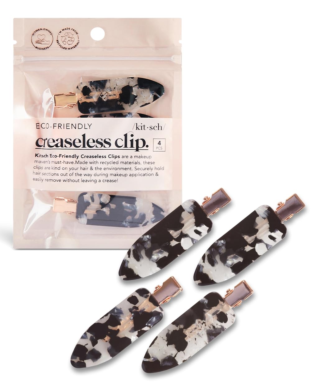 Kitsch Creaseless Hair Clips for Women – No Bend, No Crease Hair Clips For Styling, Makeup Application and Face Wash – Recycled Acrylic – 4pcs Black Terrazzo Kitsch Creaseless Hair Clips for Women – No Bend, No Crease Hair Clips For Styling, Makeup Application and Face Wash – Recycled Acrylic – 4pcs Black Terrazzo