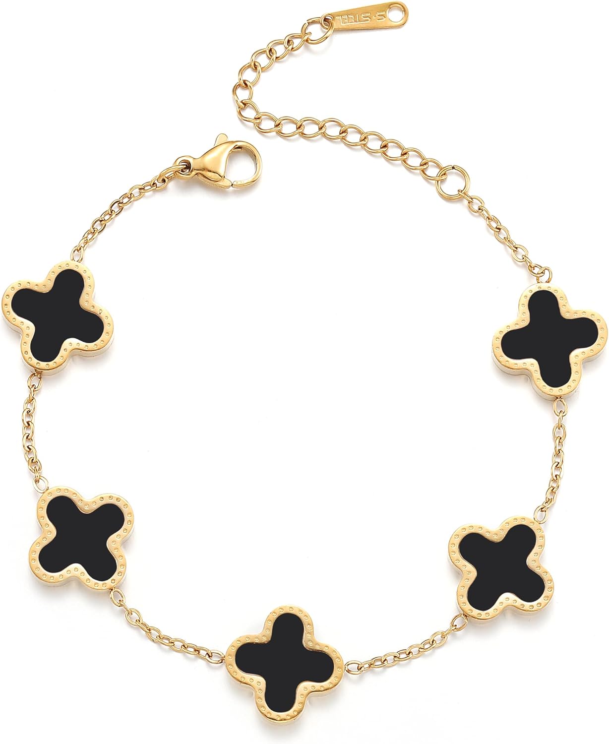 18K Gold Plated Clover Lucky Bracelet for Women White/Black/Red/Green Bracelets Cute Colorful Bracelets Jewelry Gifts Trendy for Women 18K Gold Plated Clover Lucky Bracelet for Women White/Black/Red/Green Bracelets Cute Colorful Bracelets Jewelry Gifts Trendy for Women