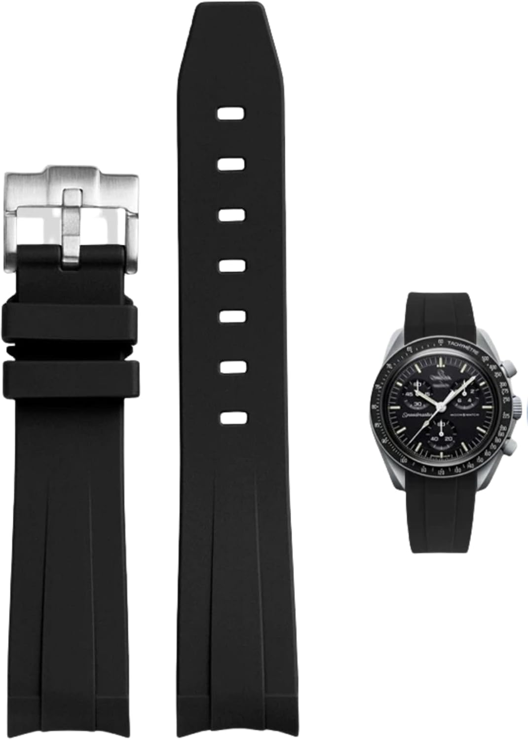 Bands for MoonSwatch Watch,Curved end No Gap,Premium Silicone Rubber Watch Strap for Omega X Swatch Moonswatch Speedmaster/Rolex/SEIKO 20mm Watch Strap Replacement Band for Men Women Bands for MoonSwatch Watch,Curved end No Gap,Premium Silicone Rubber Watch Strap for Omega X Swatch Moonswatch Speedmaster/Rolex/SEIKO 20mm Watch Strap Replacement Band for Men Women