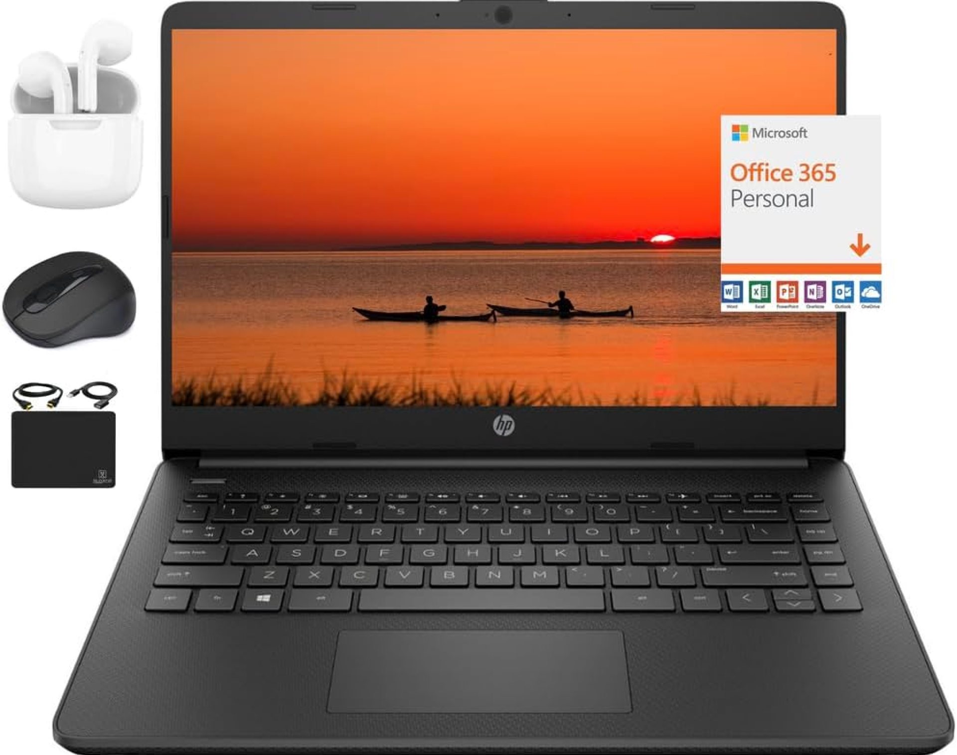 HP 2024 14″ Laptop Notebook Thin Light Students Business, Quad-Core Intel N4120, 16GB RAM, 384GB (128GB eMMC+ 256GB Card), 1 Year Office 365, Webcam WiFi, Windows 11S, HubxcelAccessory Black HP 2024 14″ Laptop Notebook Thin Light Students Business, Quad-Core Intel N4120, 16GB RAM, 384GB (128GB eMMC+ 256GB Card), 1 Year Office 365, Webcam WiFi, Windows 11S, HubxcelAccessory Black