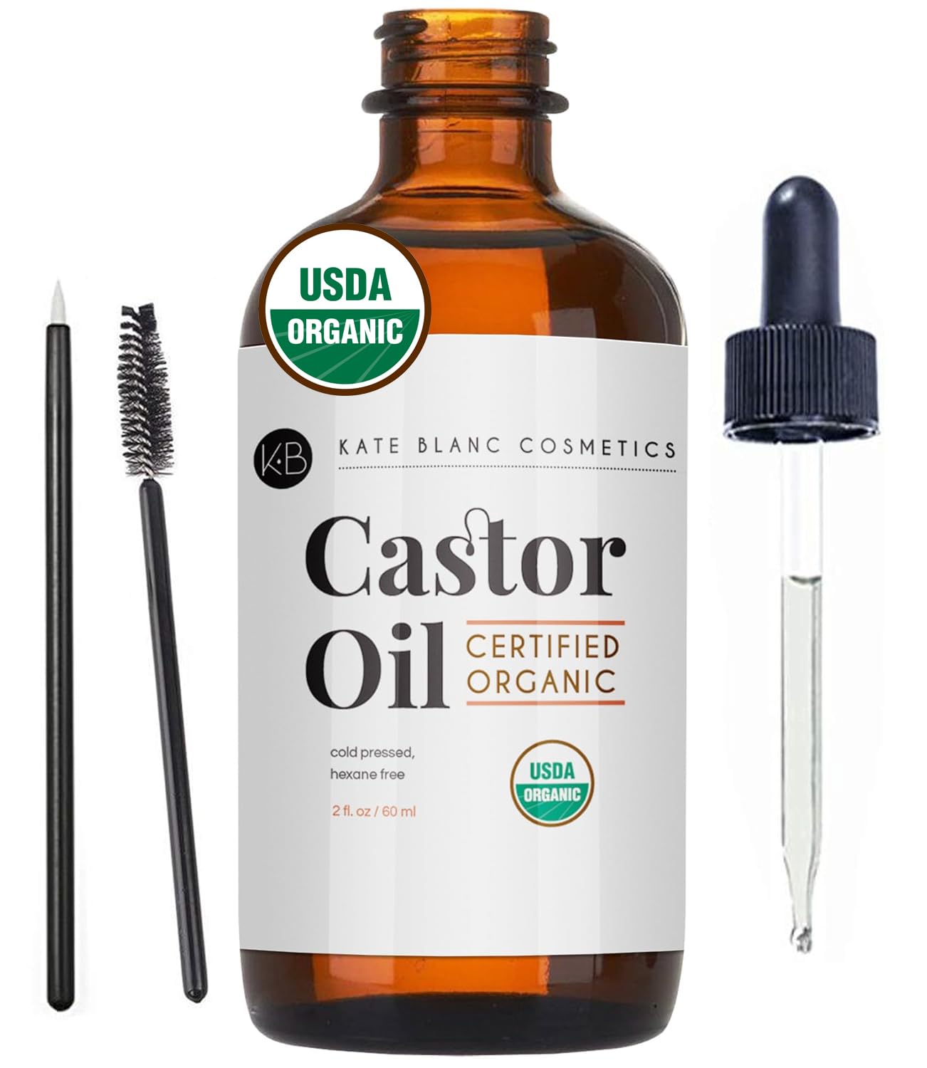 Kate Blanc Cosmetics Castor Oil Organic (2oz), 100% Pure, Cold Pressed, Hexane Free. Stimulate Growth for Hair, Eyelashes, Eyebrows. Hair Treatment Starter Kit & Skin Moisturizer Kate Blanc Cosmetics Castor Oil Organic (2oz), 100% Pure, Cold Pressed, Hexane Free. Stimulate Growth for Hair, Eyelashes, Eyebrows. Hair Treatment Starter Kit & Skin Moisturizer