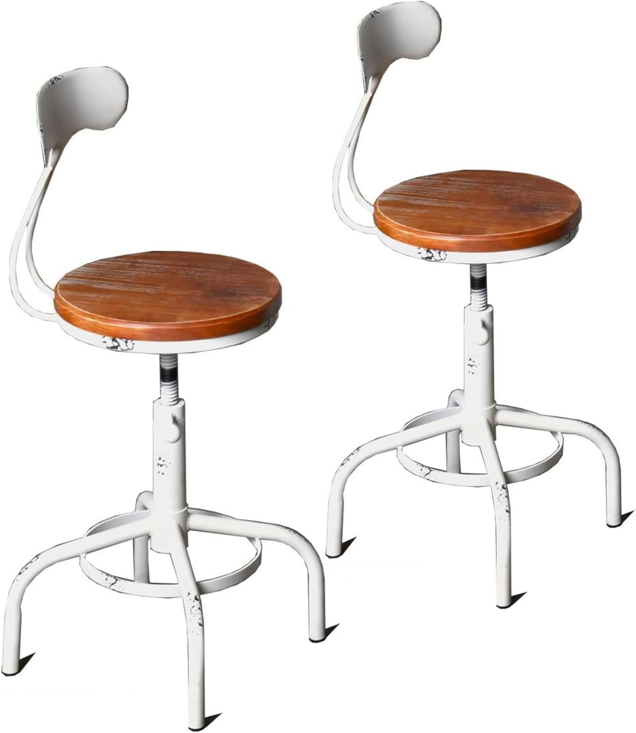 Topower Home Kitchen Stool, Industrial Counter Stool, Height Adjustable Swivel Bar Stools Indoor House Design with Iron Backrest Antique White Set of 2 Topower Home Kitchen Stool, Industrial Counter Stool, Height Adjustable Swivel Bar Stools Indoor House Design with Iron Backrest Antique White Set of 2