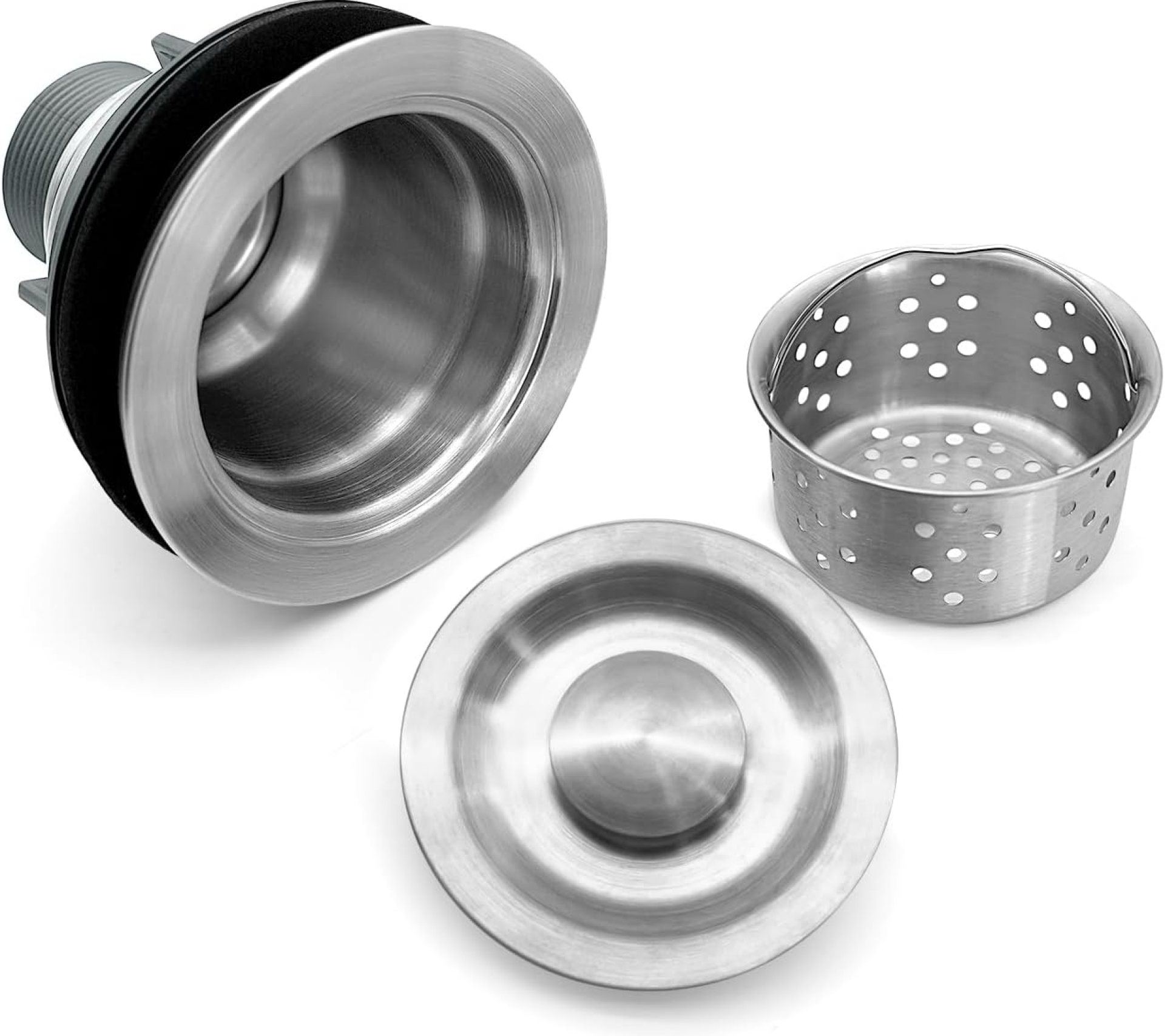 3-1/2 Inch Kitchen Sink Drain Assembly kit,Removable Deep Sink Strainer Basket with Sealing Lid Sink Drain Stopper for Home,Kitchen,Stainless Steel Brushed 3-1/2 Inch Kitchen Sink Drain Assembly kit,Removable Deep Sink Strainer Basket with Sealing Lid Sink Drain Stopper for Home,Kitchen,Stainless Steel Brushed