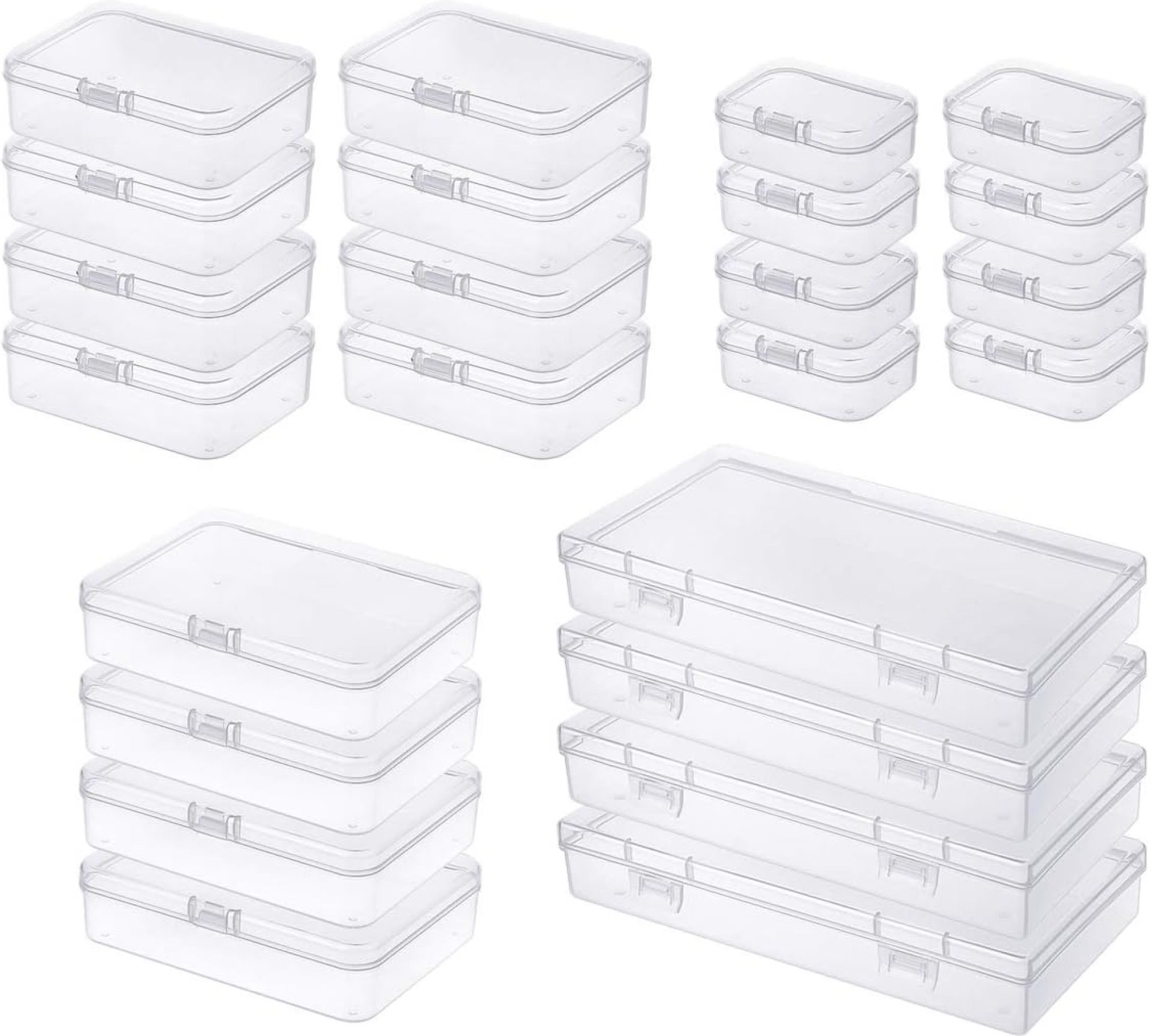 24 Pieces Mixed Sizes Rectangular Empty Mini Clear Plastic Organizer Storage Box Containers with Hinged Lids for Small Items and Other Craft Projects 24 Pieces Mixed Sizes Rectangular Empty Mini Clear Plastic Organizer Storage Box Containers with Hinged Lids for Small Items and Other Craft Projects