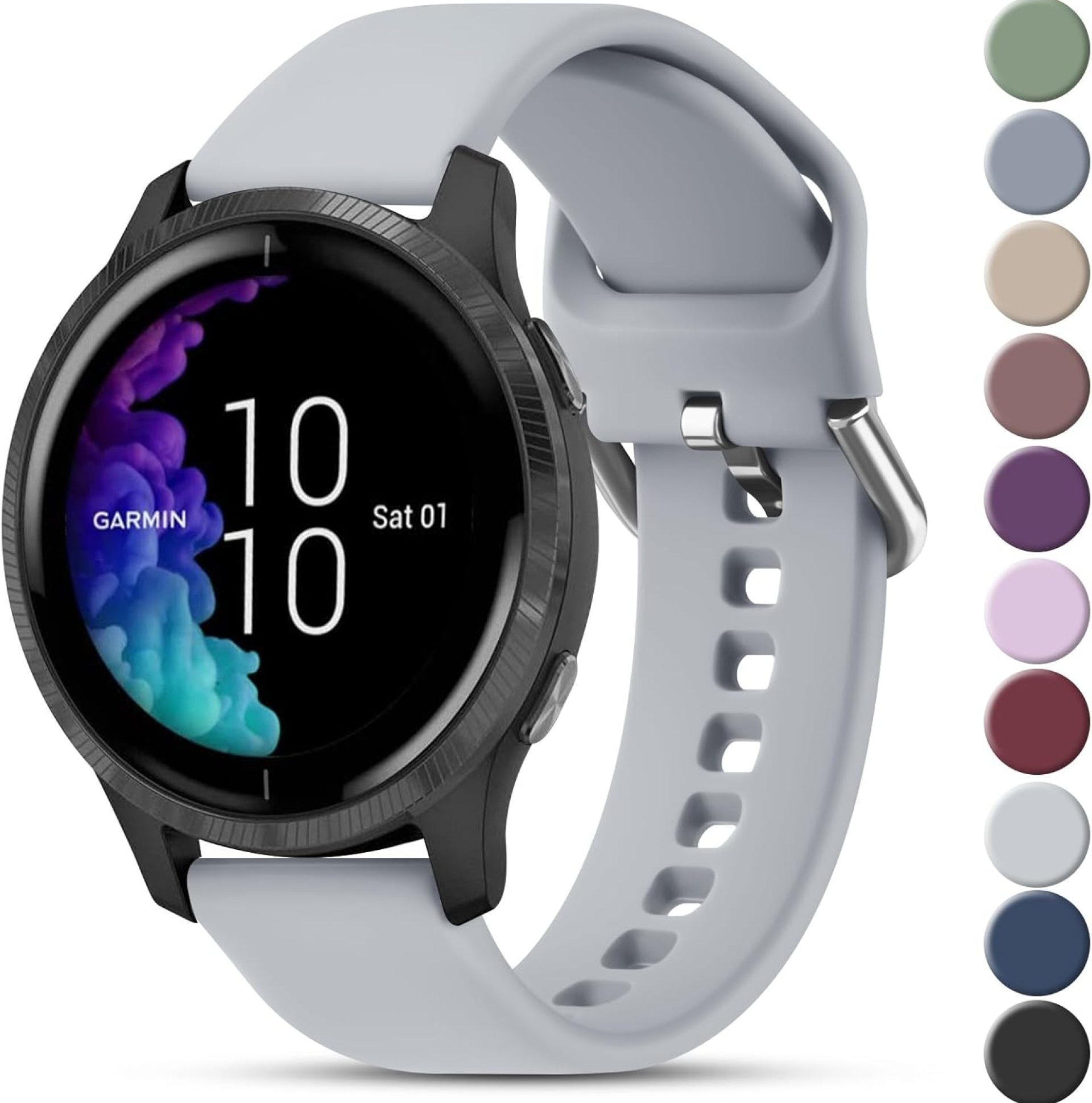 Vanjua Bands Compatible with Garmin Venu 2 Plus / Venu Sq / Venu / Vivoactive 3 Watch Band Women Men, Soft Silicone Sport Replacement Strap for Garmin Vivomove Sport, Vivoactive 3 Music, Forerunner 645 / 245 Music Smart Watch Vanjua Bands Compatible with Garmin Venu 2 Plus / Venu Sq / Venu / Vivoactive 3 Watch Band Women Men, Soft Silicone Sport Replacement Strap for Garmin Vivomove Sport, Vivoactive 3 Music, Forerunner 645 / 245 Music Smart Watch