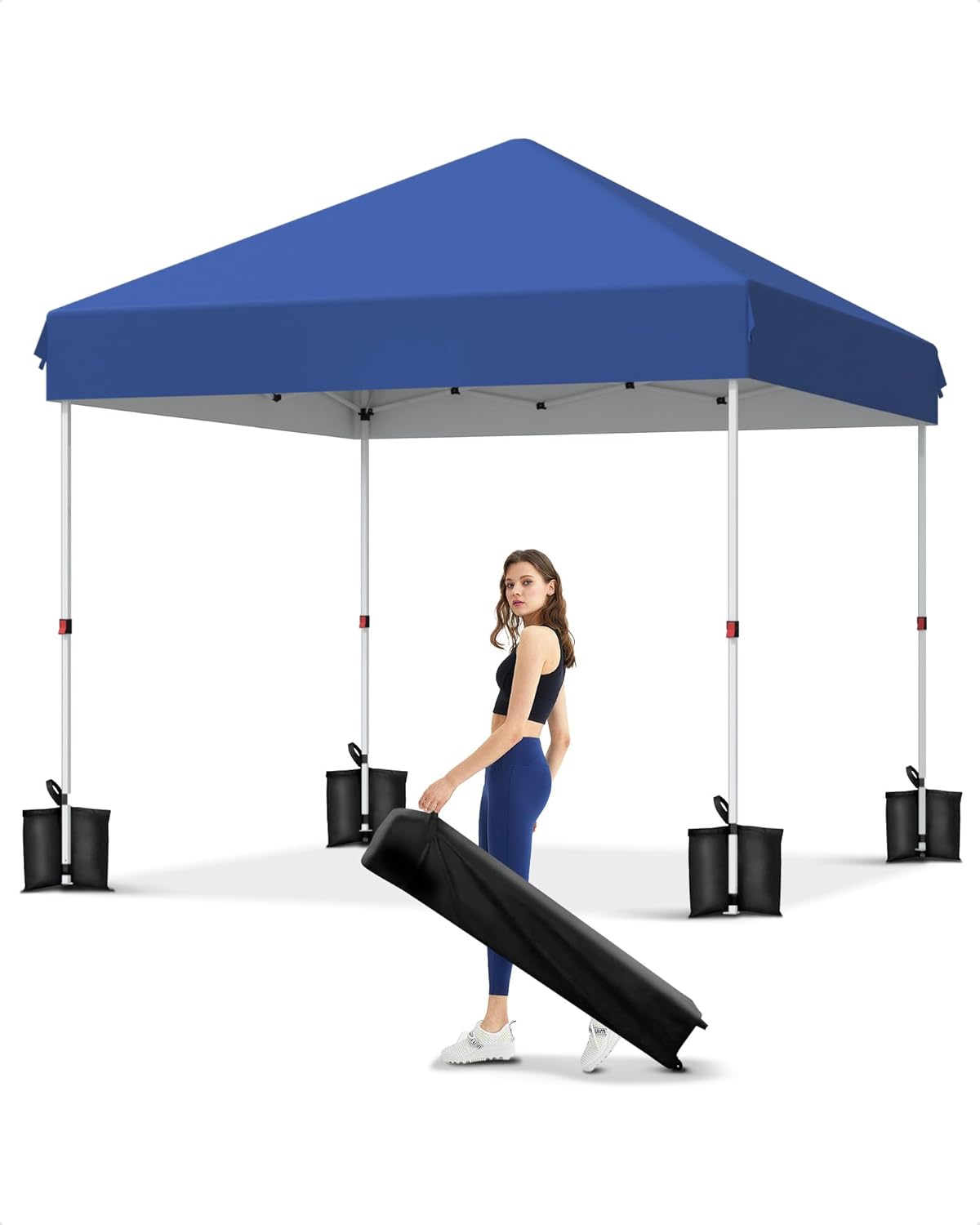 10×10 Pop Up Canopy with One Button Push Setup – Heavy Duty Outdoor Canopy Tent with Portable Roller Bag – 3 Adjustable Height, 4 Weight Bags, 8 Stakes & 4 Guy Ropes Included, Blue 10×10 Pop Up Canopy with One Button Push Setup – Heavy Duty Outdoor Canopy Tent with Portable Roller Bag – 3 Adjustable Height, 4 Weight Bags, 8 Stakes & 4 Guy Ropes Included, Blue