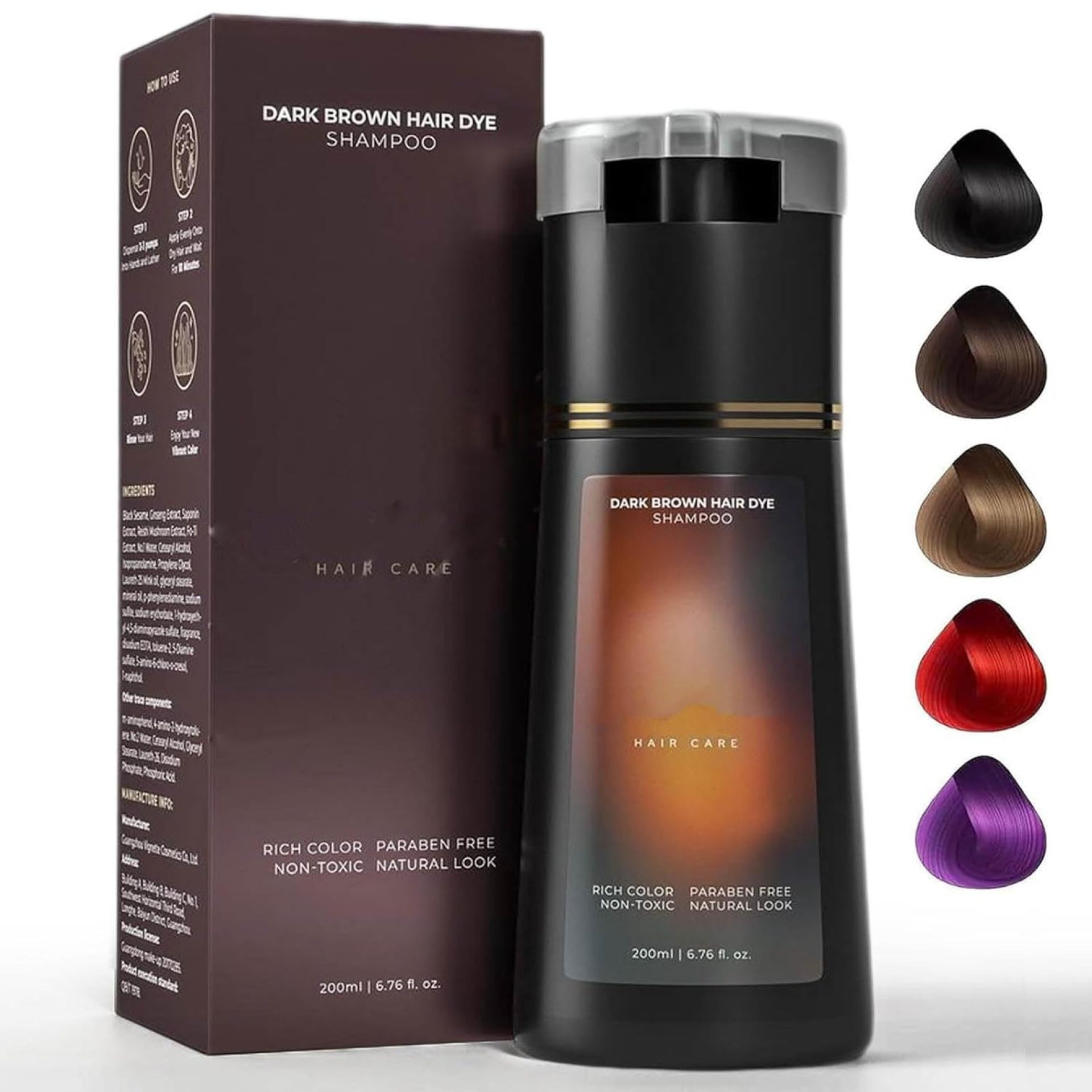 Hair Dye Shampoo, Hair Care Instant Dye Shampoo for Men & Women, Haircare Natural Color for Gray Coverage (Dark Brown) Hair Dye Shampoo, Hair Care Instant Dye Shampoo for Men & Women, Haircare Natural Color for Gray Coverage (Dark Brown)