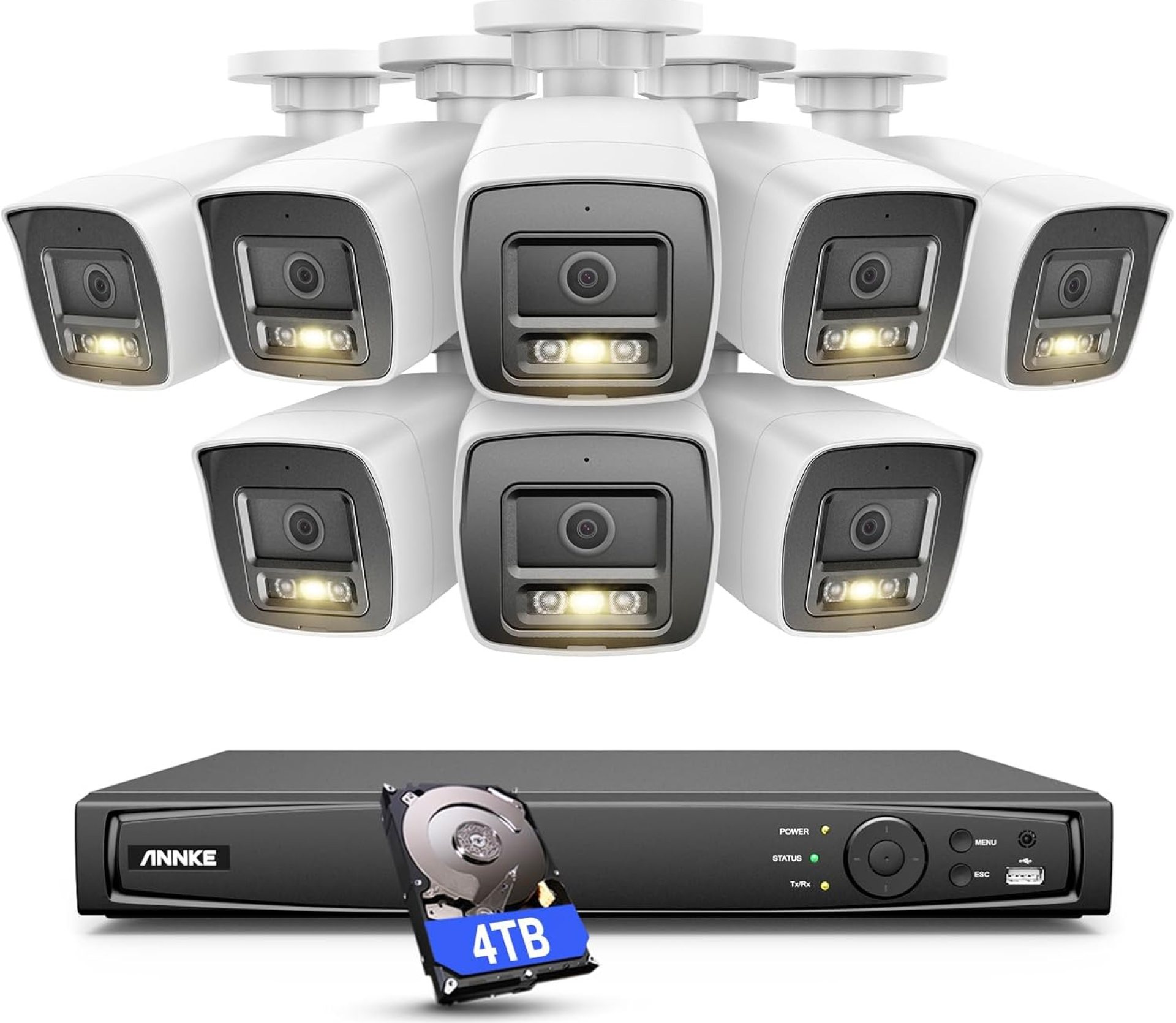 ANNKE 12MP Security Camera System, 16CH NVR Recorder with AI Motion Detection, 8pcs IP PoE Cams with Color Night Vision, Built-in Mic, Compatible with Alexa for Home Business Surveillance, 4TB HDD ANNKE 12MP Security Camera System, 16CH NVR Recorder with AI Motion Detection, 8pcs IP PoE Cams with Color Night Vision, Built-in Mic, Compatible with Alexa for Home Business Surveillance, 4TB HDD