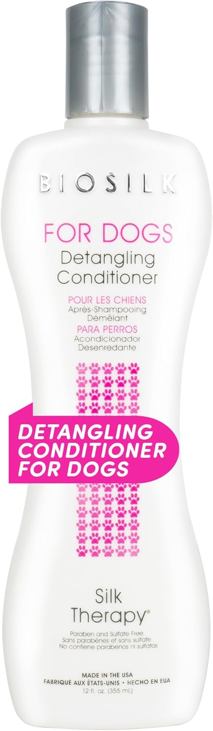 BioSilk for Dogs Silk Therapy Dog Detangling Conditioner – Moisturizing Dog Hair Detangler for Dematting, Conditioning Matted Hair and Tangle Remover – Dog Grooming Supplies, 12 Fl Oz BioSilk for Dogs Silk Therapy Dog Detangling Conditioner – Moisturizing Dog Hair Detangler for Dematting, Conditioning Matted Hair and Tangle Remover – Dog Grooming Supplies, 12 Fl Oz