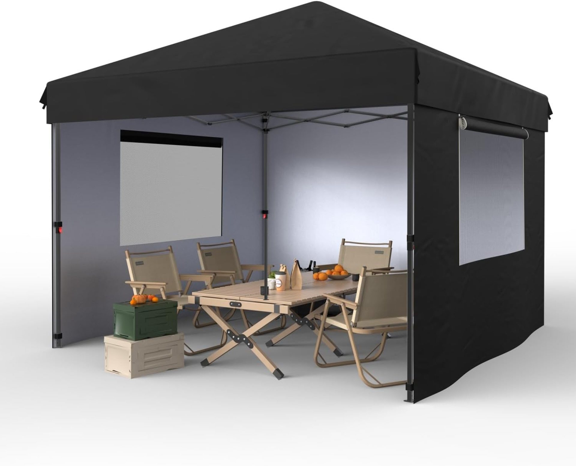 10×10 Pop Up Canopy with 3 Sidewalls – Easy Up Camping Tent with One Button Push Setup – 1 Roller Bag, 3 Adjustable Height, 4 Weight Bags for Deck, Garden, Sports, Beach, Party – Black 10×10 Pop Up Canopy with 3 Sidewalls – Easy Up Camping Tent with One Button Push Setup – 1 Roller Bag, 3 Adjustable Height, 4 Weight Bags for Deck, Garden, Sports, Beach, Party – Black