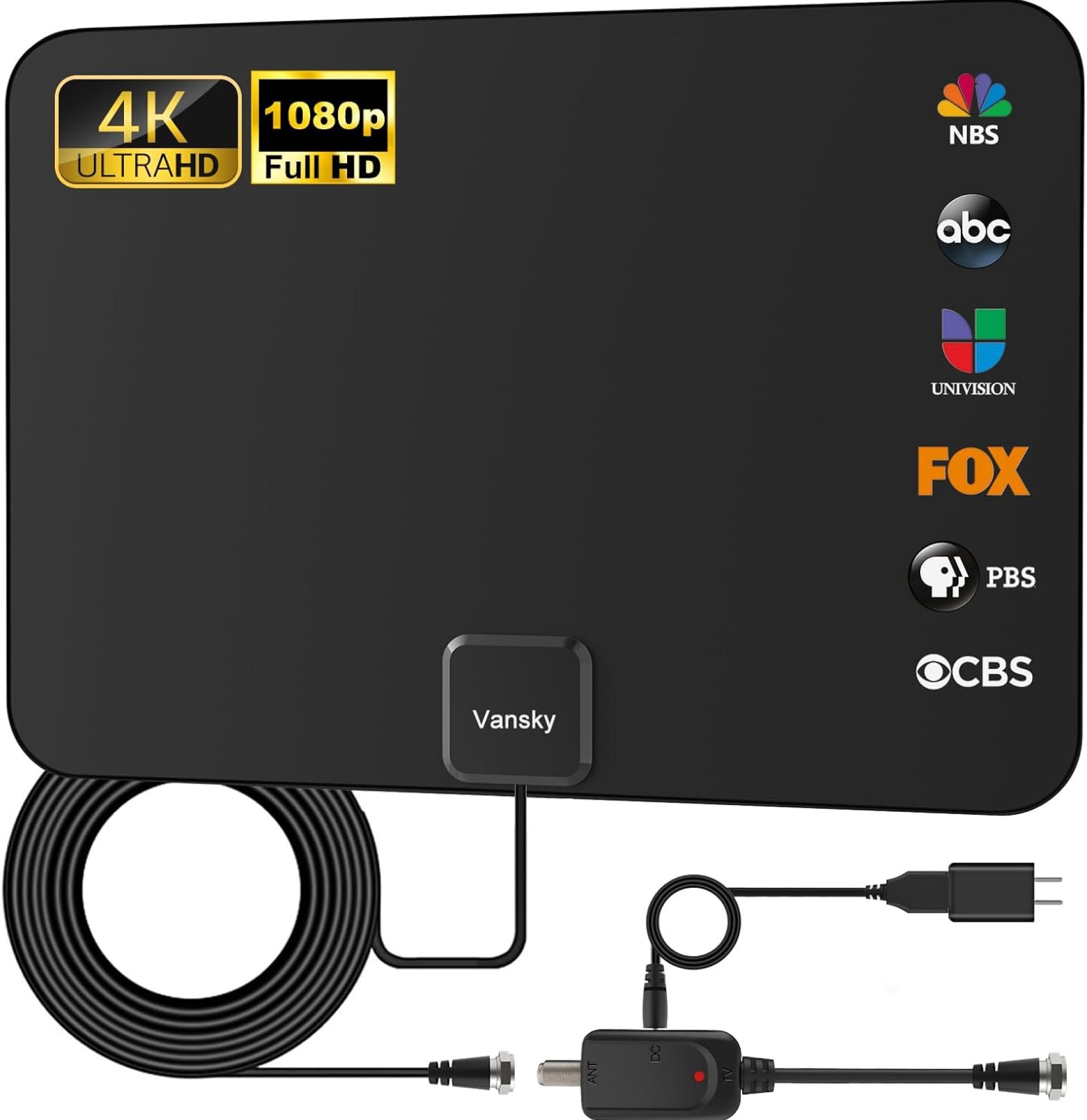 TV Antenna Indoor, Digital Amplified Indoor HDTV Antenna, 1080p VHF UHF Television Local Channels Detachable Signal Amplifier and 16.5ft Long Coax Cable TV Antenna Indoor, Digital Amplified Indoor HDTV Antenna, 1080p VHF UHF Television Local Channels Detachable Signal Amplifier and 16.5ft Long Coax Cable