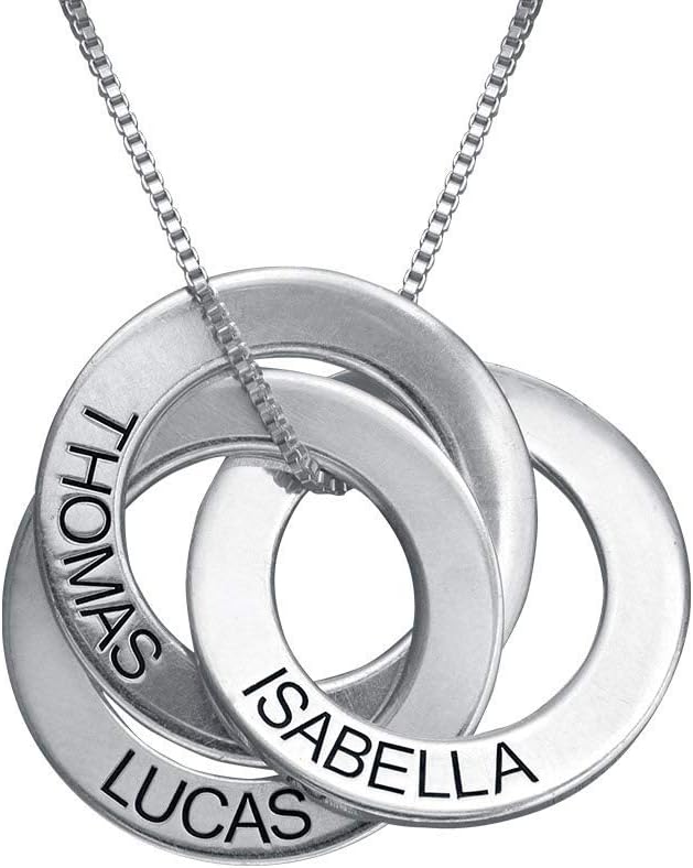 Personalized Russian Ring Engraved Name Necklace – Personalized 3 Circles Disc – Christmas, Mother’s Day Jewelry Gift for Mom, Wife, Her Personalized Russian Ring Engraved Name Necklace – Personalized 3 Circles Disc – Christmas, Mother’s Day Jewelry Gift for Mom, Wife, Her