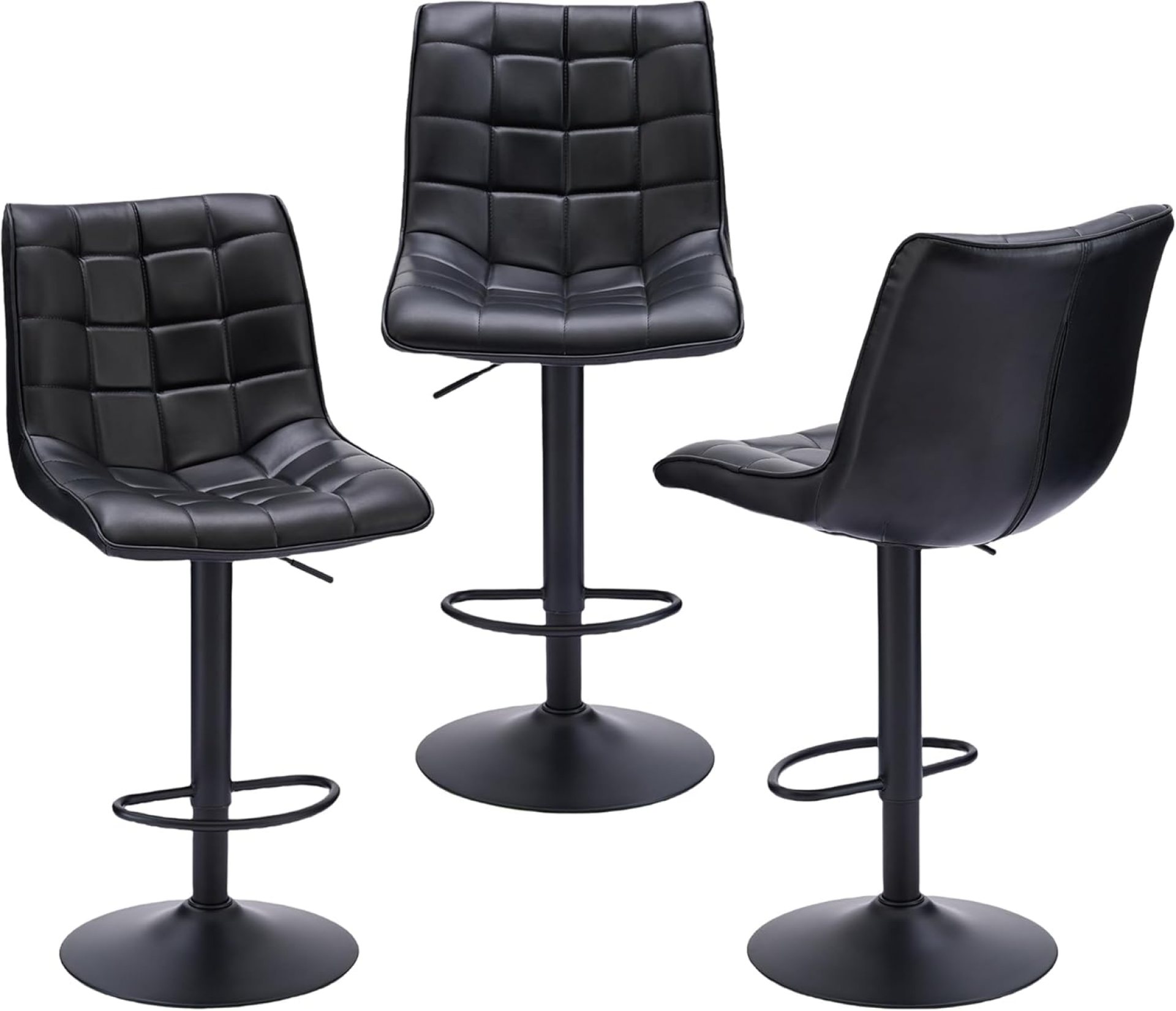 Bar Stools Set of 3, Adjustable Counter Height Bar Stools 24″-33″, Modern Swivel Bar Stools with Backs, Black Kitchen Bar Stools for Kitchen Island (Black, 3PCS) Bar Stools Set of 3, Adjustable Counter Height Bar Stools 24″-33″, Modern Swivel Bar Stools with Backs, Black Kitchen Bar Stools for Kitchen Island (Black, 3PCS)