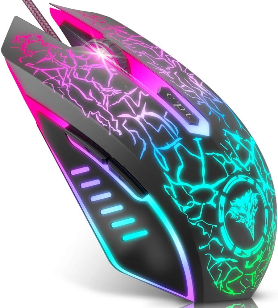 BENGOO Gaming Mouse Wired, Ergonomic Gamer Laptop PC Optical Computer Mice with RGB Backlit, 4 Adjustable DPI Up to 3600, 6 Programmable Buttons for Windows 7/8/10/XP Vista Linux -Black BENGOO Gaming Mouse Wired, Ergonomic Gamer Laptop PC Optical Computer Mice with RGB Backlit, 4 Adjustable DPI Up to 3600, 6 Programmable Buttons for Windows 7/8/10/XP Vista Linux -Black