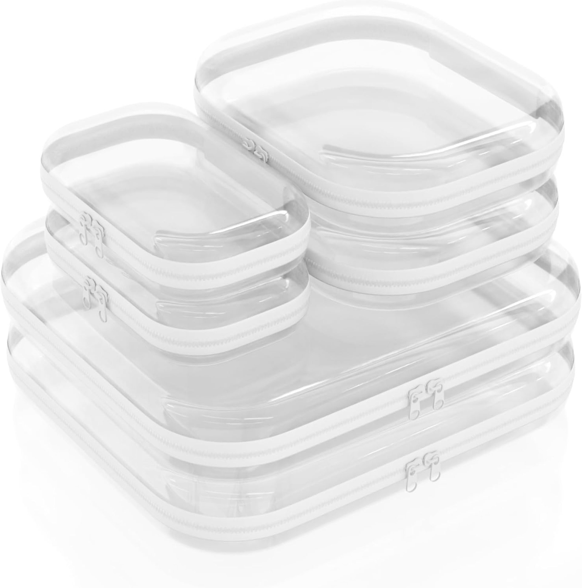 Clear Hard Shell Zipper Case 6 Pack, Clear Travel Makeup Case, Toiletry & Cosmetic Bag, Zippered Toy Storage, Make Up Organizer Pouch, Hard Plastic Toiletry Bag for Travel, 2x 14″ 2x 10″ 2x 8″ Clear Hard Shell Zipper Case 6 Pack, Clear Travel Makeup Case, Toiletry & Cosmetic Bag, Zippered Toy Storage, Make Up Organizer Pouch, Hard Plastic Toiletry Bag for Travel, 2x 14″ 2x 10″ 2x 8″