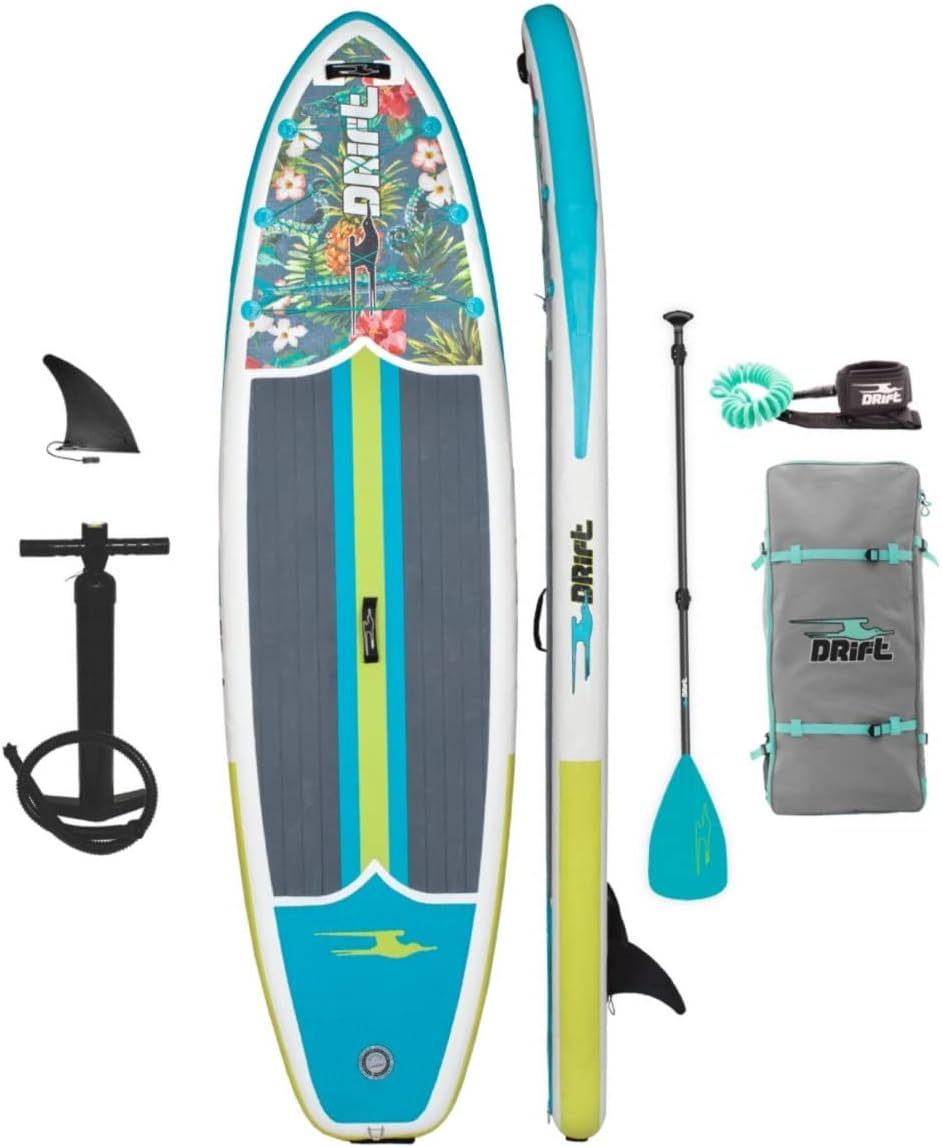 Drift Classic Inflatable Paddle Board – SUP Paddle Board & Accessories for Water Adventures – Portable Stand-Up Paddle Board for Easy Packing, Adult, 10 feet 8 inches Drift Classic Inflatable Paddle Board – SUP Paddle Board & Accessories for Water Adventures – Portable Stand-Up Paddle Board for Easy Packing, Adult, 10 feet 8 inches