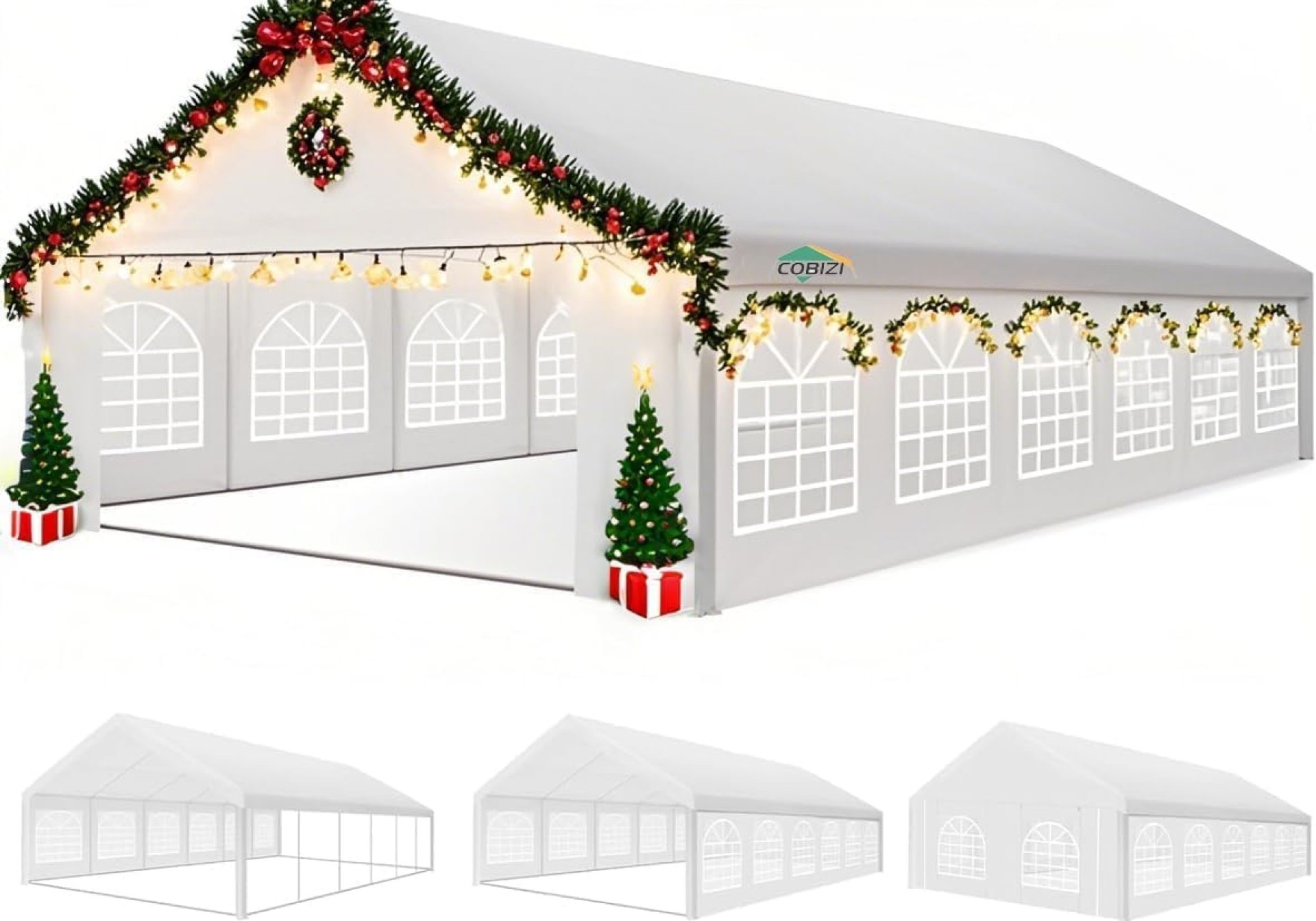 COBIZI 20x40FT Party Tent Heavy Duty Outdoor Gazebo White Event Shelter Wedding Canopy Tent for Parties Carport BBQ with Removable Sidewall Windows, Powder Coating (Better Than Galvanized) COBIZI 20x40FT Party Tent Heavy Duty Outdoor Gazebo White Event Shelter Wedding Canopy Tent for Parties Carport BBQ with Removable Sidewall Windows, Powder Coating (Better Than Galvanized)