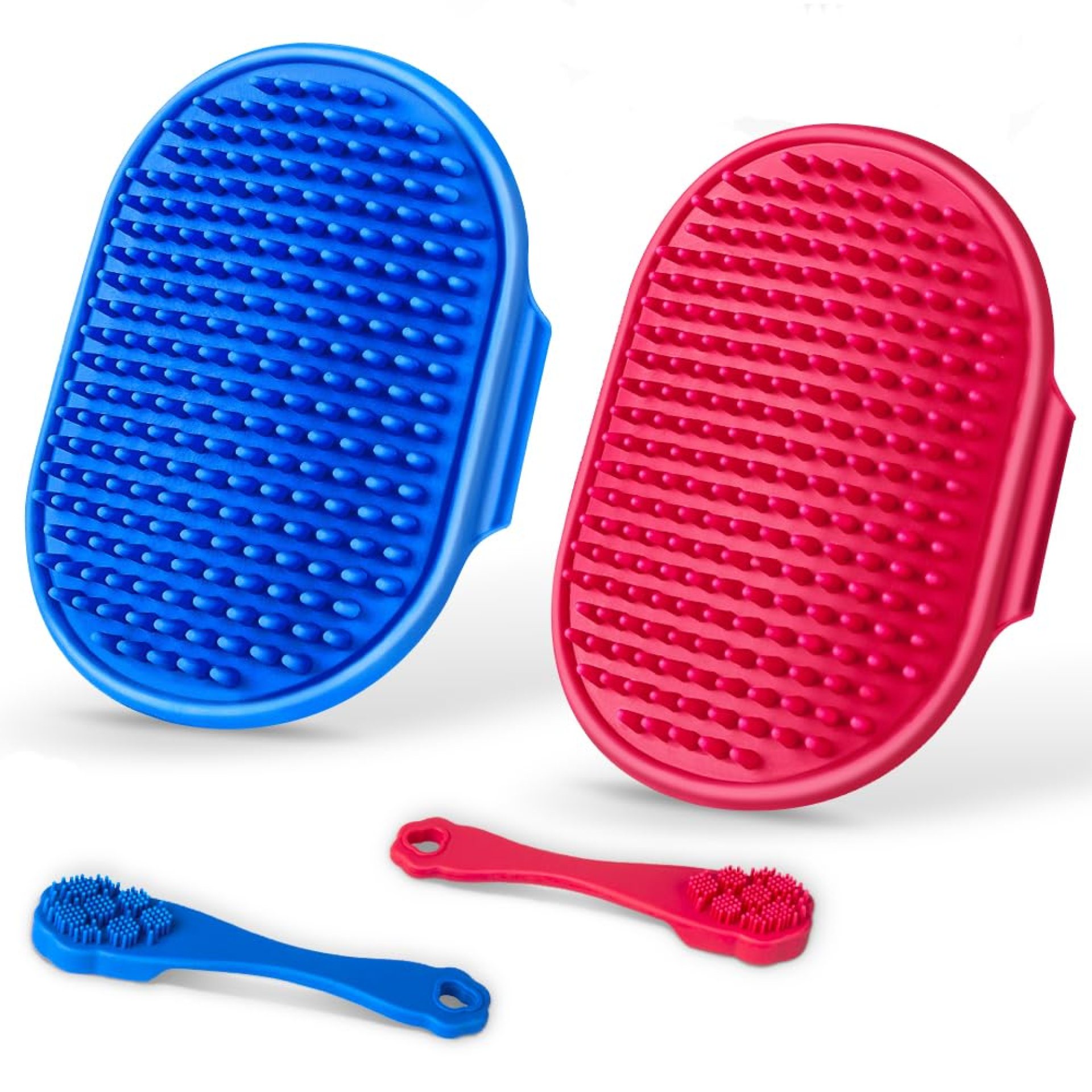 4PCS Dog Bath Brush | Scrubber for Bath | Shampoo Brush | Toothbrush | Finger Toothbrush | Dog Shower/Washing Brush with Adjustable Ring Handle – Pet Bath Supplies (Blue Red) 4PCS Dog Bath Brush | Scrubber for Bath | Shampoo Brush | Toothbrush | Finger Toothbrush | Dog Shower/Washing Brush with Adjustable Ring Handle – Pet Bath Supplies (Blue Red)