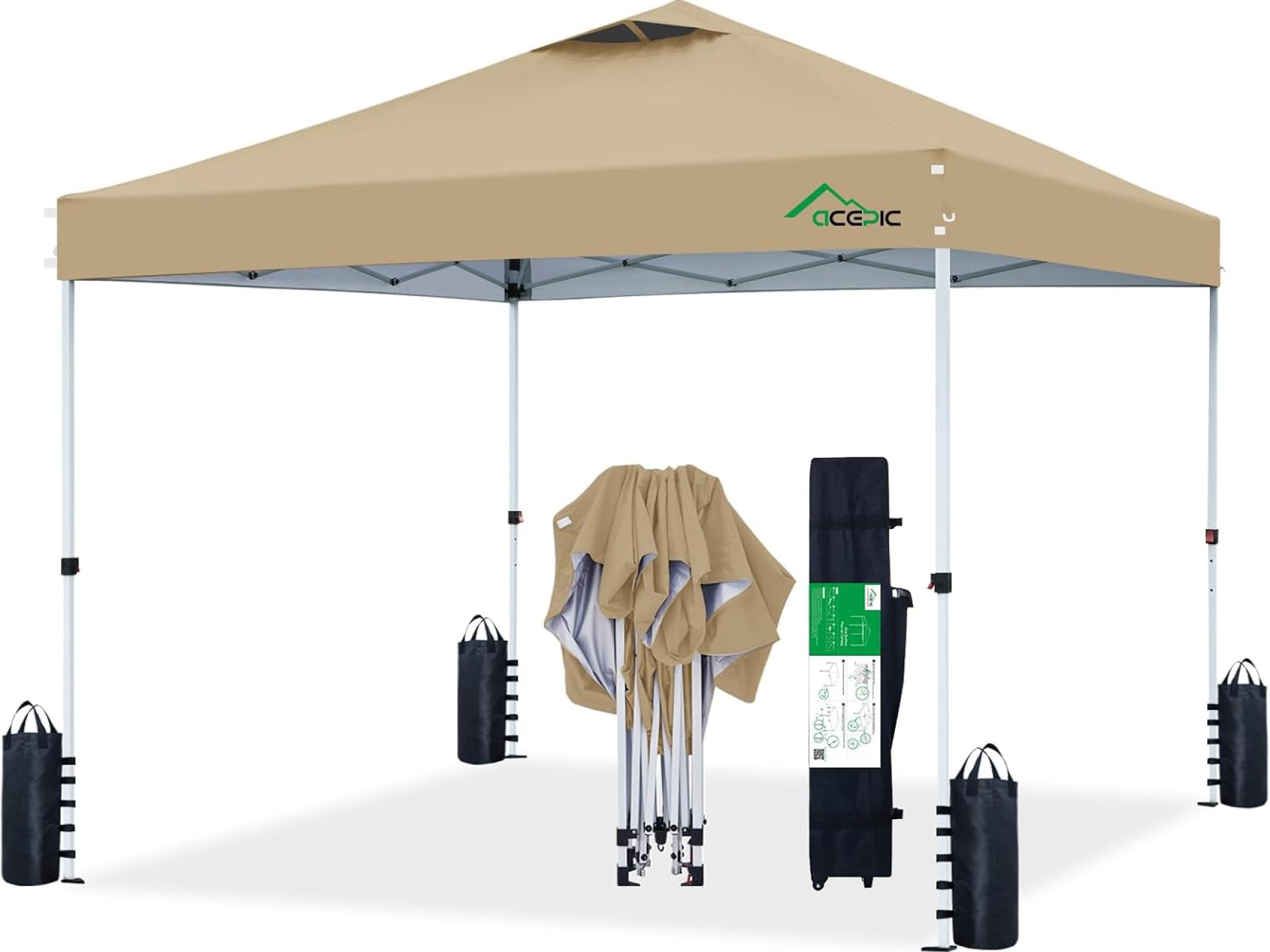 10×10 Pop Up Canopy Tent,300D Silver-Coating Top,Pop Up Canopy Tent Instant Portable Shelter with 1-Button Push and Wheel Carry Bag, 8 Stakes and 4 Upgrade Heavy Duty Canopy Weights 10×10 Pop Up Canopy Tent,300D Silver-Coating Top,Pop Up Canopy Tent Instant Portable Shelter with 1-Button Push and Wheel Carry Bag, 8 Stakes and 4 Upgrade Heavy Duty Canopy Weights