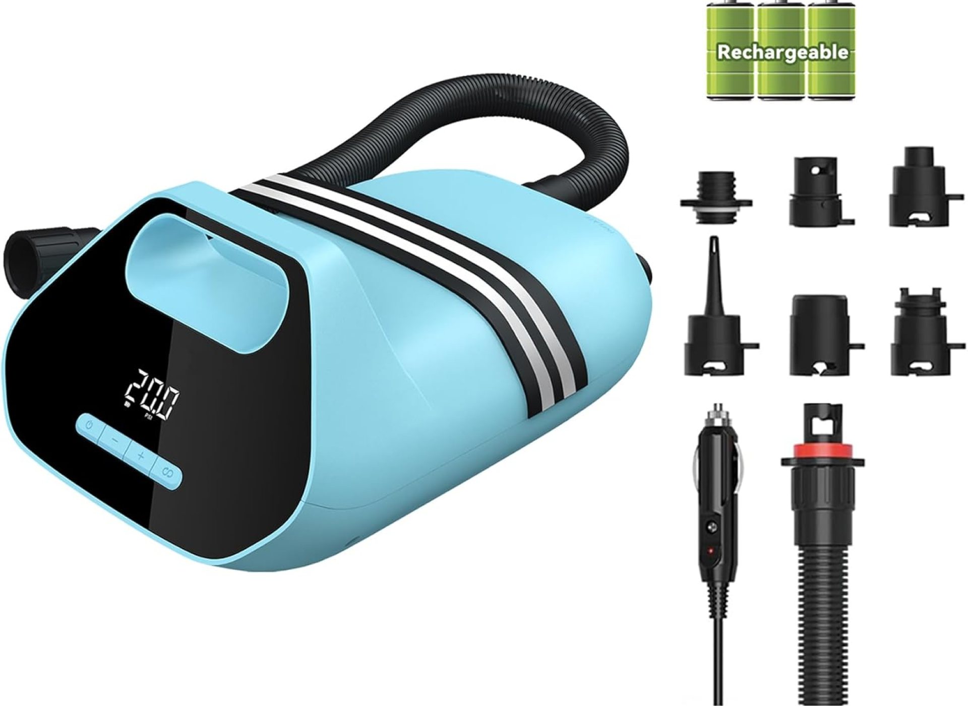 20PSI Electric Paddle Board Pump TPS300 – High Pressure Rechargeable SUP Pump, Dual Stage Inflation & Deflation, Auto-Off Air Pump for Stand Up Paddle Boards, Boats, Kayaks and Tent 20PSI Electric Paddle Board Pump TPS300 – High Pressure Rechargeable SUP Pump, Dual Stage Inflation & Deflation, Auto-Off Air Pump for Stand Up Paddle Boards, Boats, Kayaks and Tent
