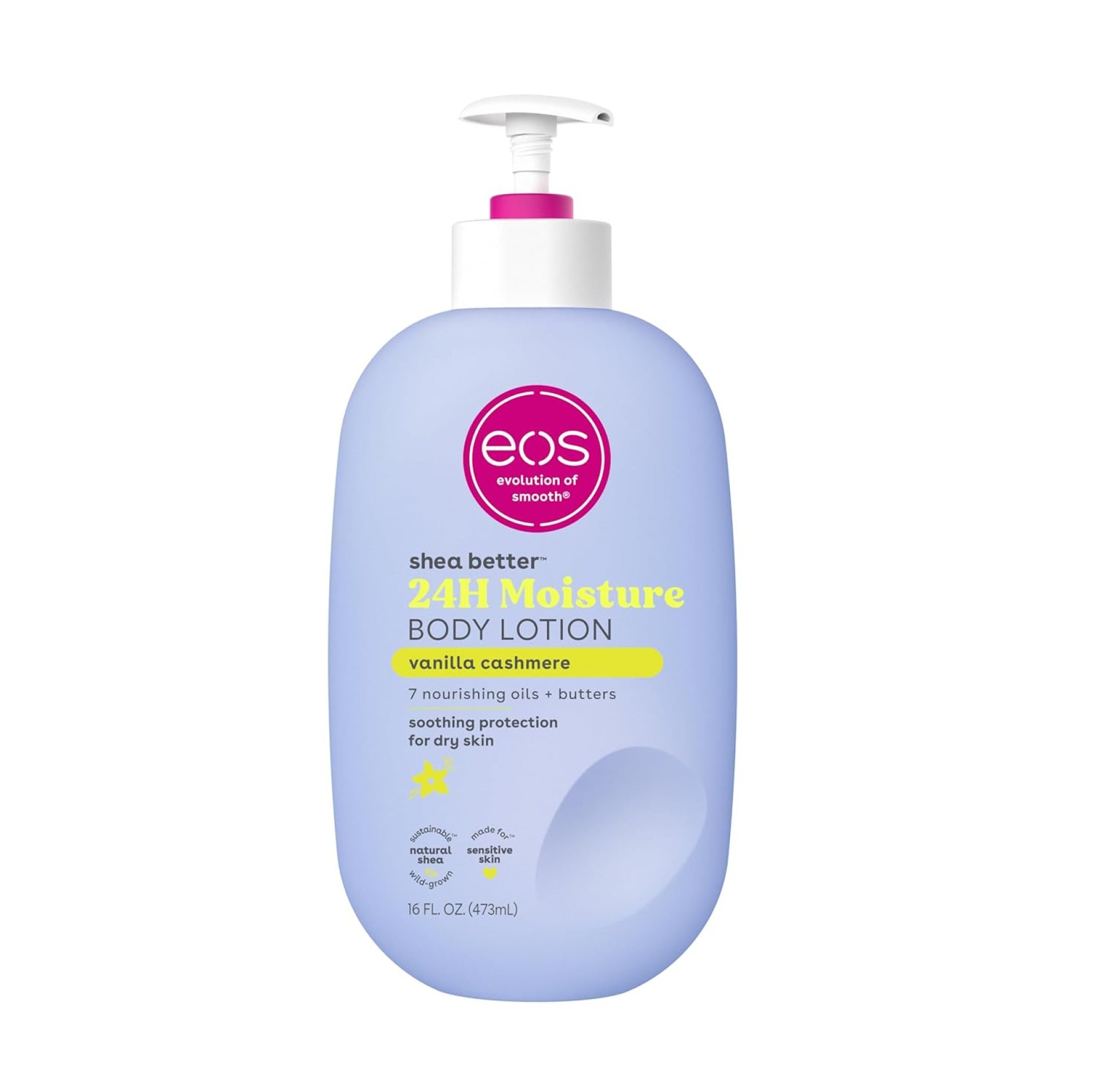 eos Shea Better Body Lotion- Vanilla Cashmere, 24-Hour Moisture Skin Care, Lightweight & Non-Greasy, Made with Natural Shea, Vegan, 16 fl oz eos Shea Better Body Lotion- Vanilla Cashmere, 24-Hour Moisture Skin Care, Lightweight & Non-Greasy, Made with Natural Shea, Vegan, 16 fl oz