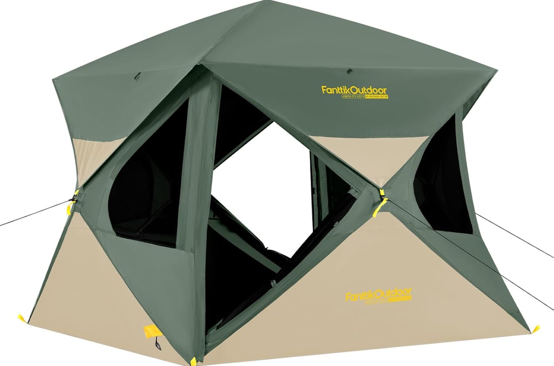 FanttikOutdoor Alpha C4 Ultra Camping Tent 4 Person Pop Up Instant Cabin Setup in 60 Seconds Portable Hub Tent with Rainfly & Windproof for Outdoor Camping & Overlanding FanttikOutdoor Alpha C4 Ultra Camping Tent 4 Person Pop Up Instant Cabin Setup in 60 Seconds Portable Hub Tent with Rainfly & Windproof for Outdoor Camping & Overlanding