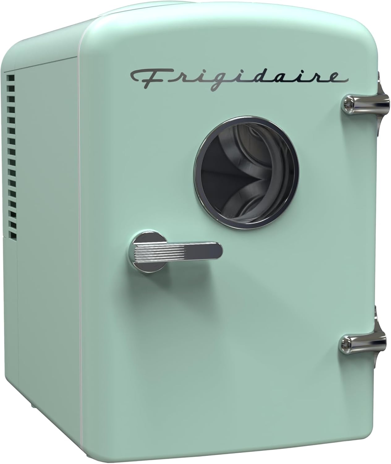 Frigidaire EFMIS129-MINT Mini Personal Fridge Cooler, 1 Gal Capacity fits Six Cans, Includes Plugs for Home Outlet & DC Charger-9.84″ D x 7.09″ W x 10.35″ H Frigidaire EFMIS129-MINT Mini Personal Fridge Cooler, 1 Gal Capacity fits Six Cans, Includes Plugs for Home Outlet & DC Charger-9.84″ D x 7.09″ W x 10.35″ H