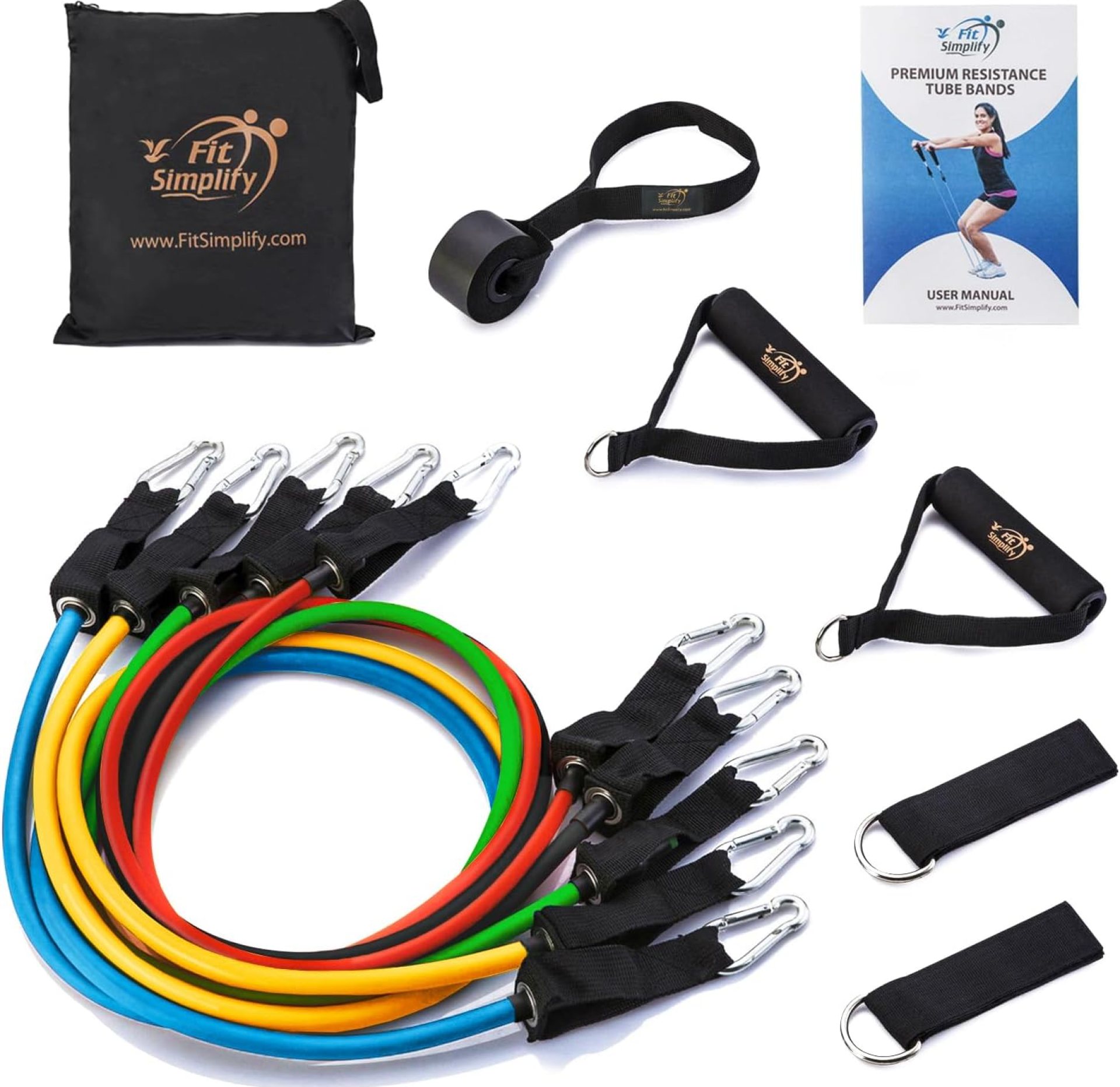 Fit Simplify Resistance Tube Bands 12 Piece Set with Instruction Booklet Fit Simplify Resistance Tube Bands 12 Piece Set with Instruction Booklet