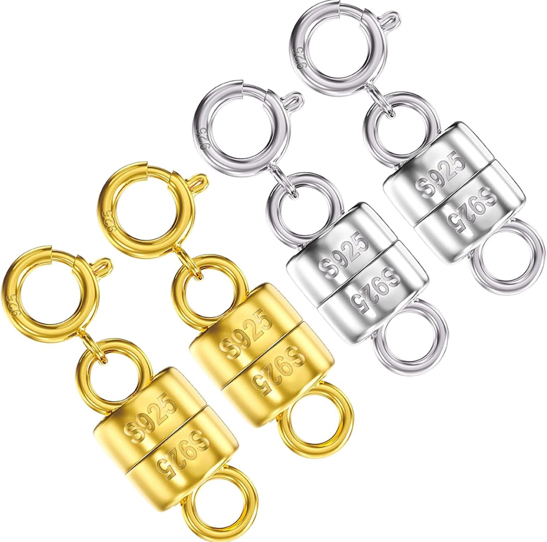 OHINGLT 925 Sterling Silver Magnetic Necklace Clasps and Closures,Gold and Silver Magnetic Clasp Converter for Jewelry Making Supplies,Chain Extender Connector for Small Necklace Bracelet OHINGLT 925 Sterling Silver Magnetic Necklace Clasps and Closures,Gold and Silver Magnetic Clasp Converter for Jewelry Making Supplies,Chain Extender Connector for Small Necklace Bracelet