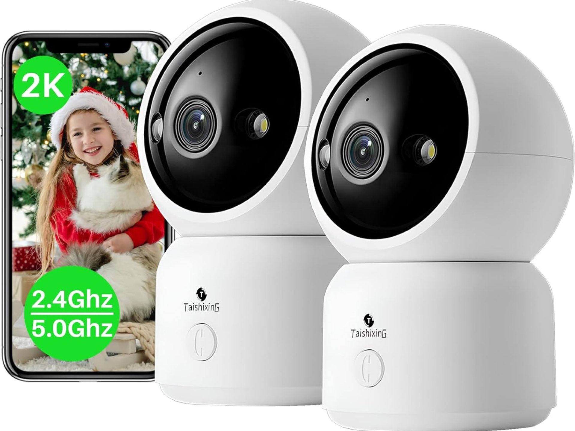 2K Indoor Security Camera 2 Packs, Baby Monitor&Pet Camera 360-Degree for Home Security, Support 5/2.4GHz Wi-Fi, One-Touch Calls, Smart Motion Tracking, Night Vision,Free Cloud Storage 2K Indoor Security Camera 2 Packs, Baby Monitor&Pet Camera 360-Degree for Home Security, Support 5/2.4GHz Wi-Fi, One-Touch Calls, Smart Motion Tracking, Night Vision,Free Cloud Storage