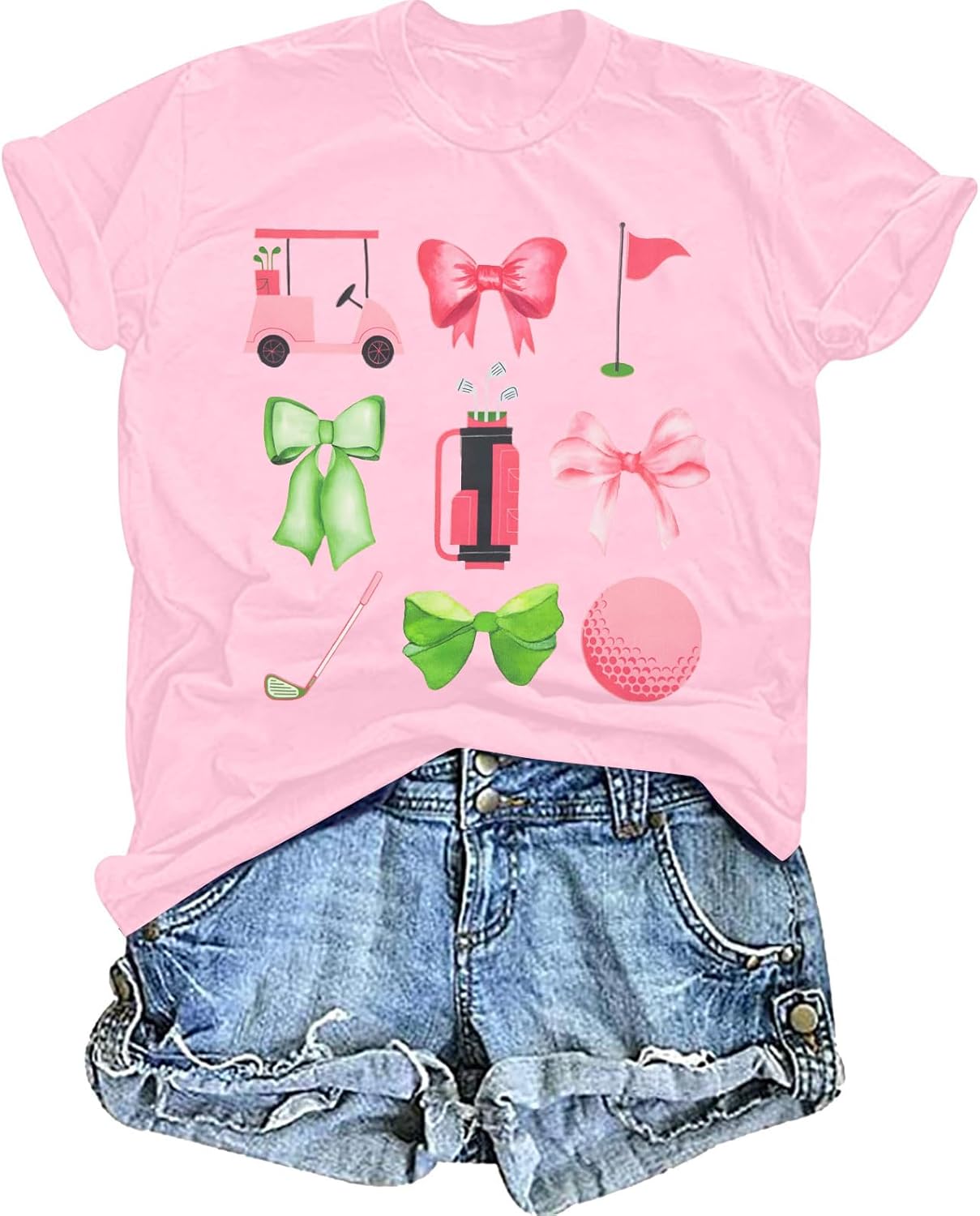 SFHFY Womens Golf Shirt: Preppy Golf Tshirt Golf Season Bow T-Shirt Outdoor Sports Lover Vacation Tee Tops SFHFY Womens Golf Shirt: Preppy Golf Tshirt Golf Season Bow T-Shirt Outdoor Sports Lover Vacation Tee Tops