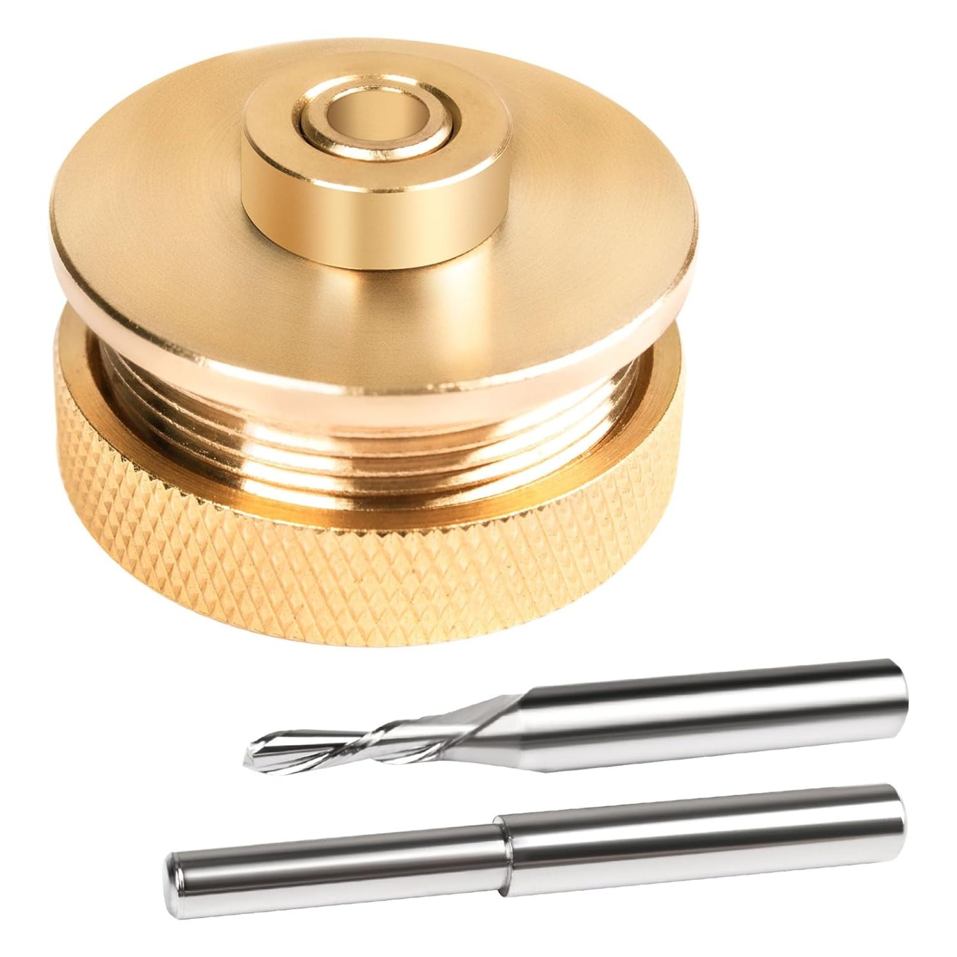 71333 Router Bits Solid Brass Inlay Kit for 1/4 Templates for High RPM Routing, Includes 1/8″ Carbide Router Bit/Cutter + 1/4″ Shank, Universal Bushing, Retainer Nut, Collar and Alignment Pin 71333 Router Bits Solid Brass Inlay Kit for 1/4 Templates for High RPM Routing, Includes 1/8″ Carbide Router Bit/Cutter + 1/4″ Shank, Universal Bushing, Retainer Nut, Collar and Alignment Pin