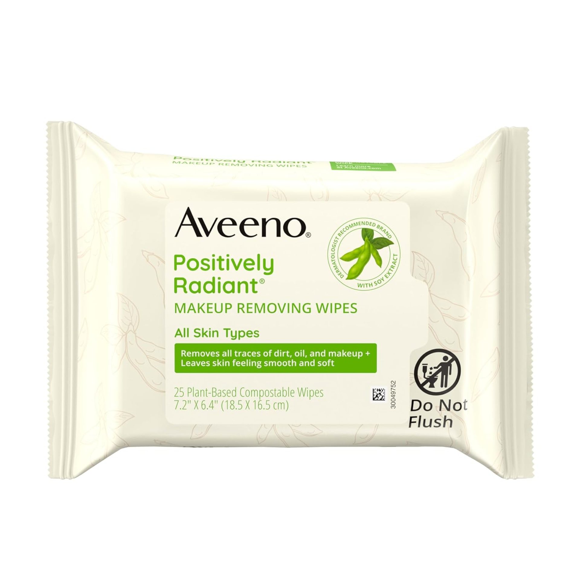 Aveeno Positively Radiant Makeup Remover Wipes, Gentle Individual Face Wipes with Moisture-rich Soy Extract to help leave your skin looking bright, Hypoallergenic Formula, Non-Comedogenic (Pack of 25) Aveeno Positively Radiant Makeup Remover Wipes, Gentle Individual Face Wipes with Moisture-rich Soy Extract to help leave your skin looking bright, Hypoallergenic Formula, Non-Comedogenic (Pack of 25)
