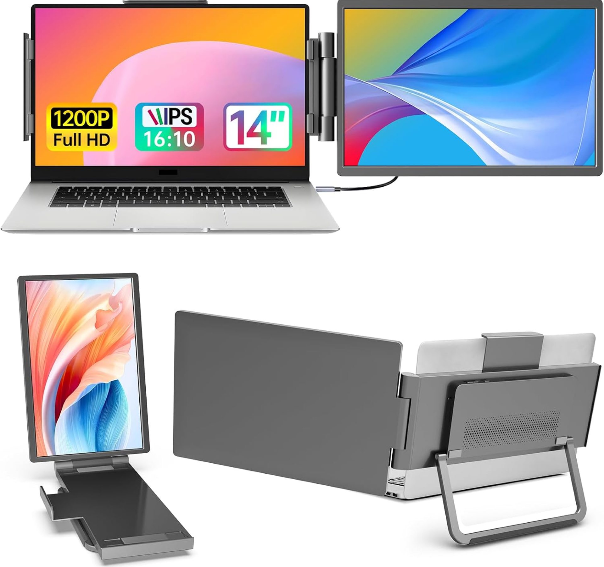 14‘ FHD 1200P IPS Portable Laptop Screen Single Right Side Expandable Monitor, Designed for 13-17’ Laptops USB-C, HDMI Interface. Compatible Devices PC, Mac, Windows, Android, Switch and PS5 14‘ FHD 1200P IPS Portable Laptop Screen Single Right Side Expandable Monitor, Designed for 13-17’ Laptops USB-C, HDMI Interface. Compatible Devices PC, Mac, Windows, Android, Switch and PS5