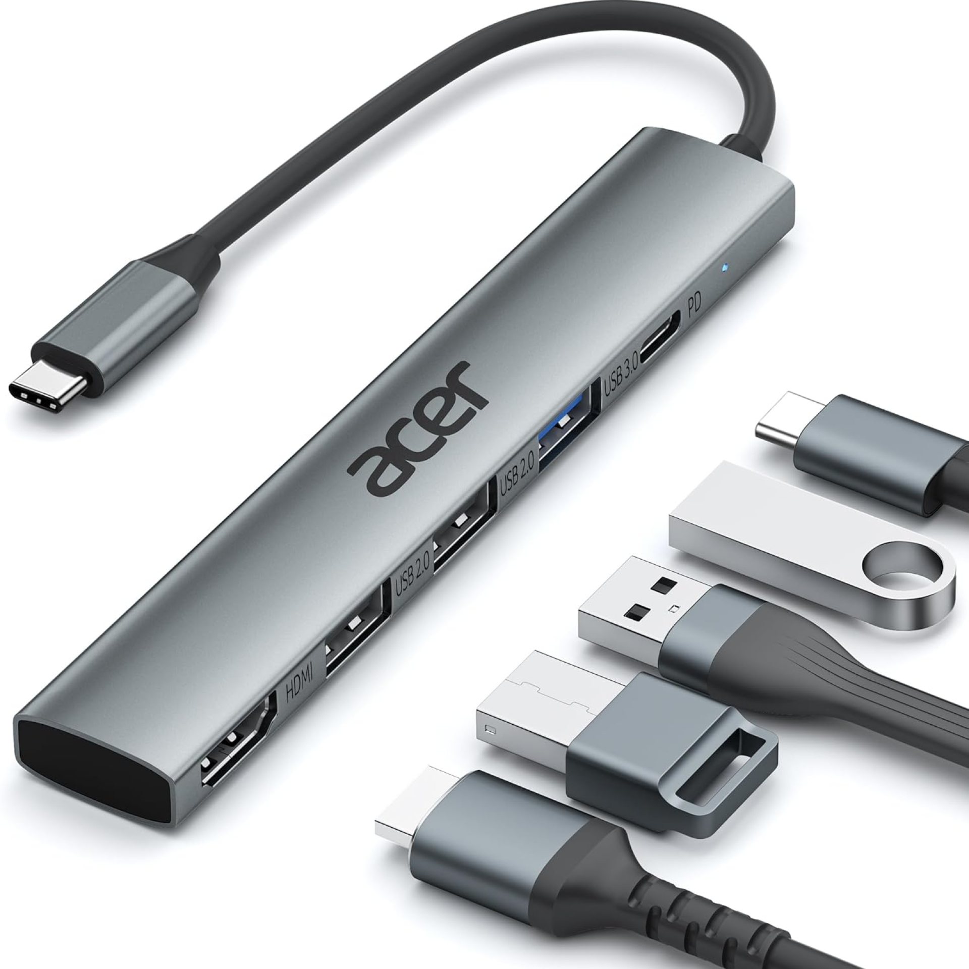 Acer USB C Hub 5 in 1 with 4K HDMI, 100W Power Delivery, 3 USB A Data Ports, USB C to HDMI Multiport Adapter for Laptop, PC, Tablet, MacBook Pro/Air, iPad Air/Pro, iMac, iPhone 15/16 Pro/Pro Max Acer USB C Hub 5 in 1 with 4K HDMI, 100W Power Delivery, 3 USB A Data Ports, USB C to HDMI Multiport Adapter for Laptop, PC, Tablet, MacBook Pro/Air, iPad Air/Pro, iMac, iPhone 15/16 Pro/Pro Max